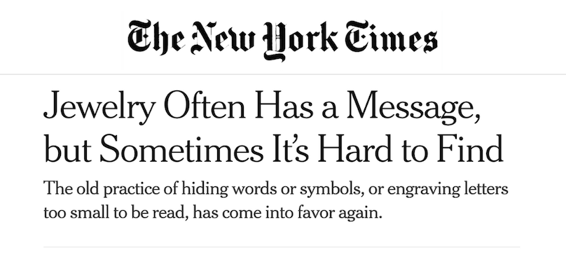 New York Times | Jewelry Often Has a Message, but Sometimes It's Hard to Find