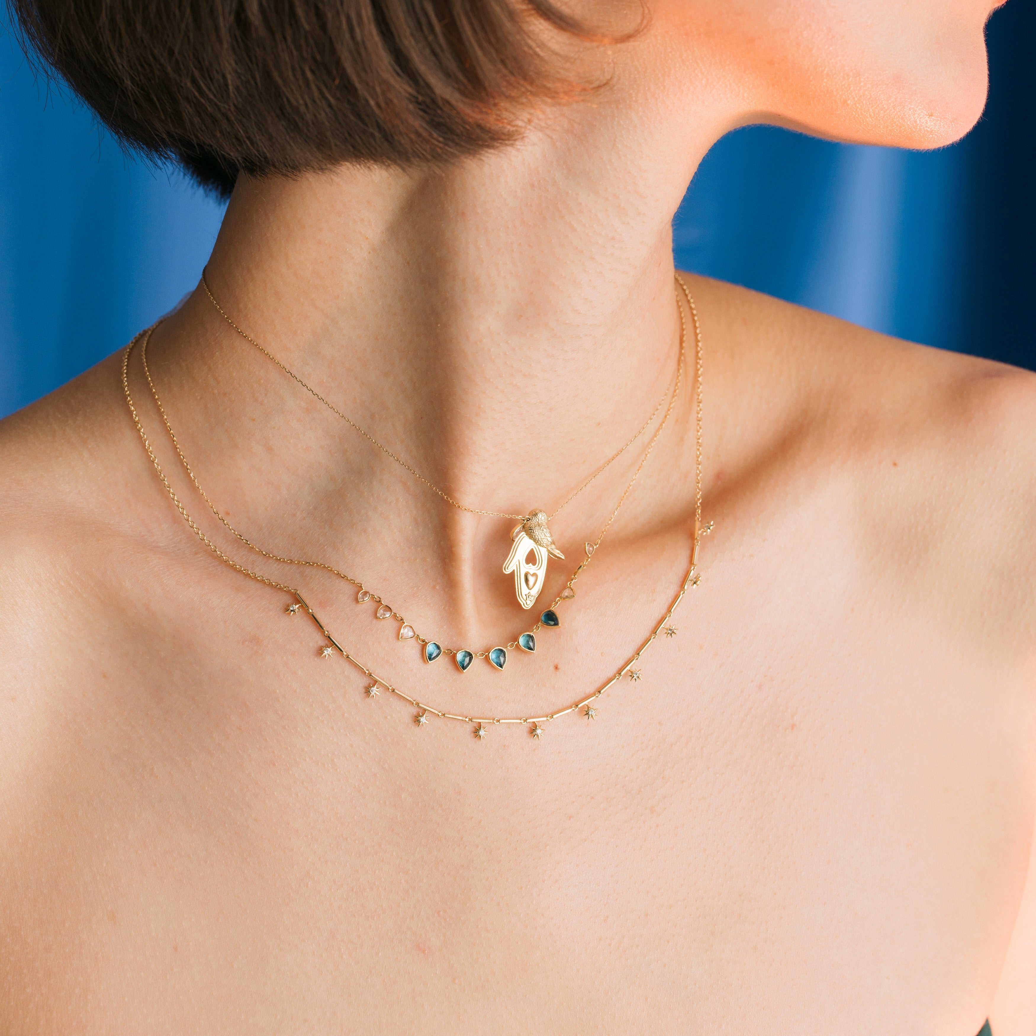 Pear Tourmaline & Rose-Cut Diamond Necklace