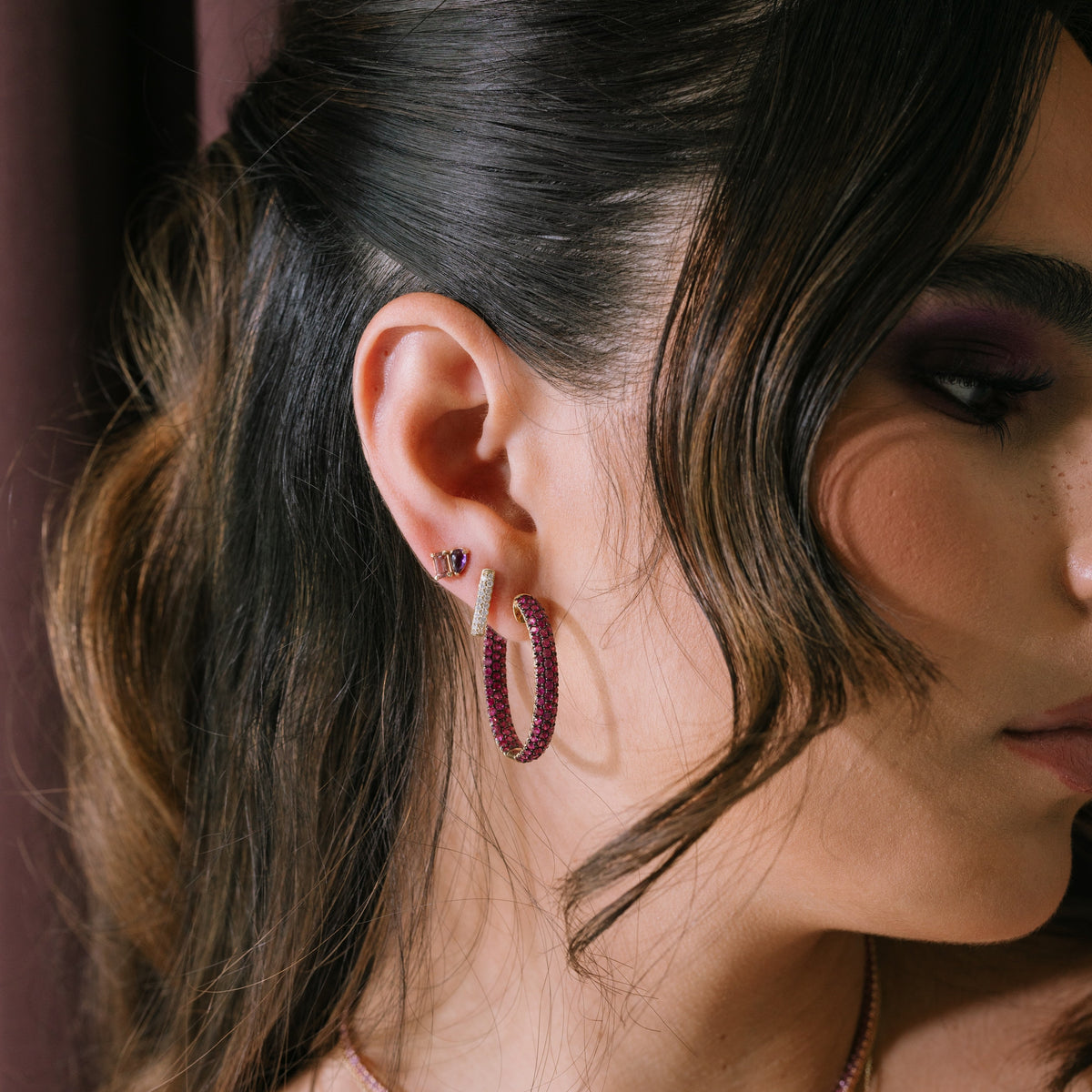 Toi Et Moi Pink Tourmaline & Amethyst Studs