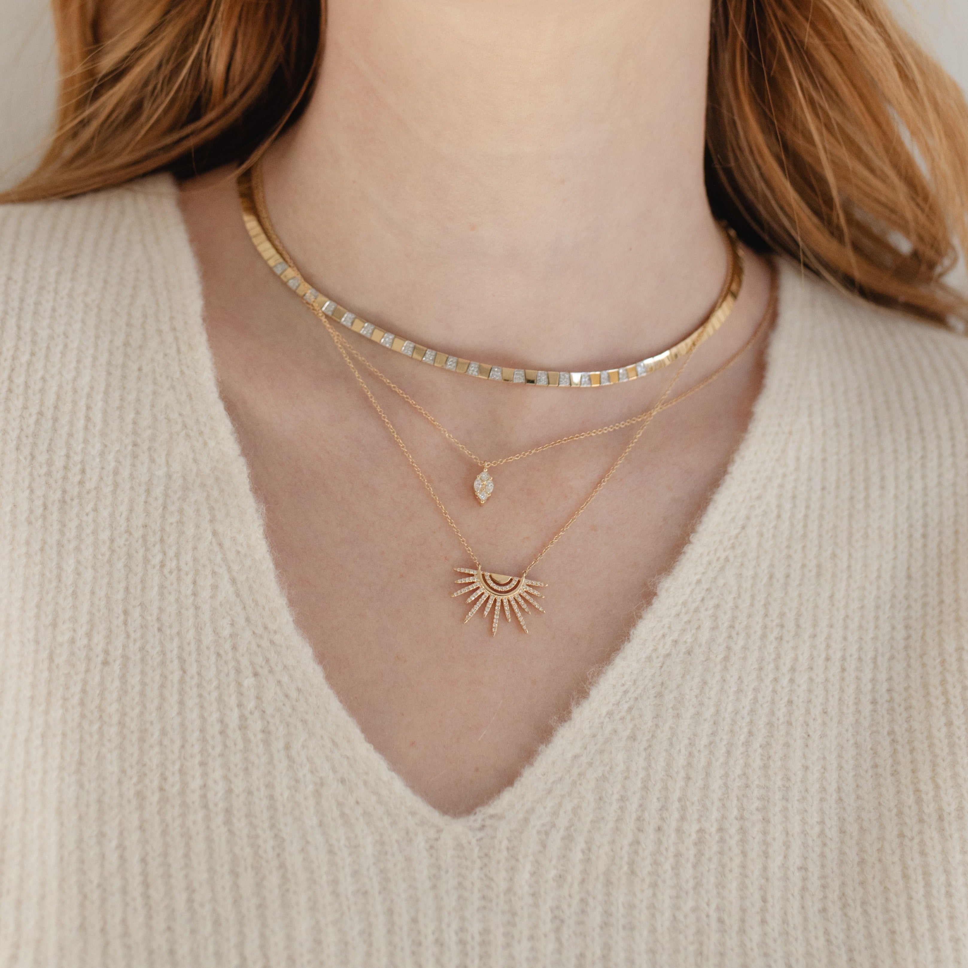 Diamond Sunrise Burst Necklace