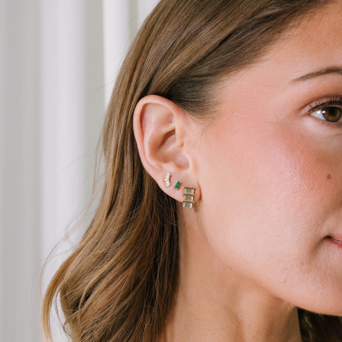 Curved Marquise & Baguette Diamond Studs