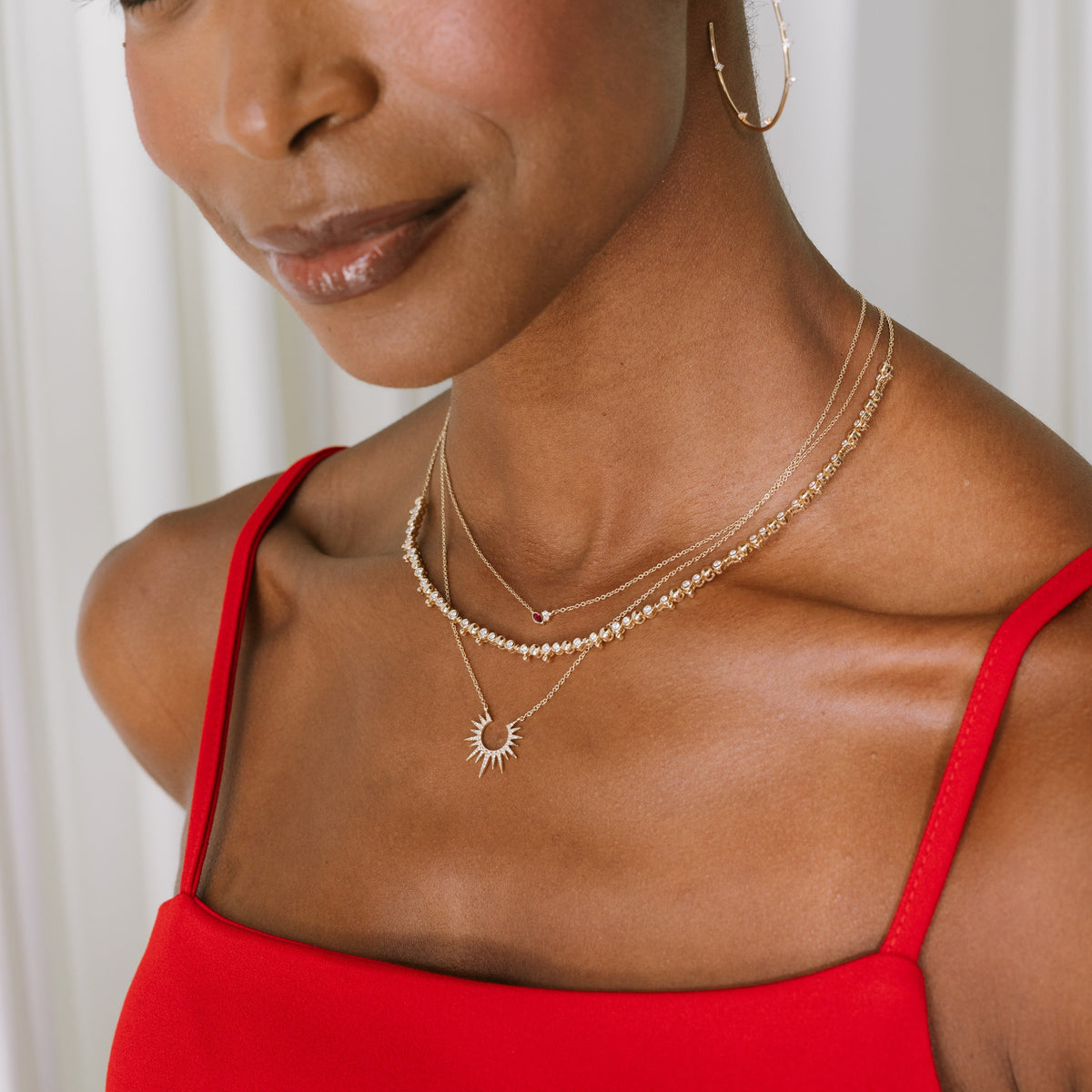 Marquise Ruby & Diamond Petal Necklace