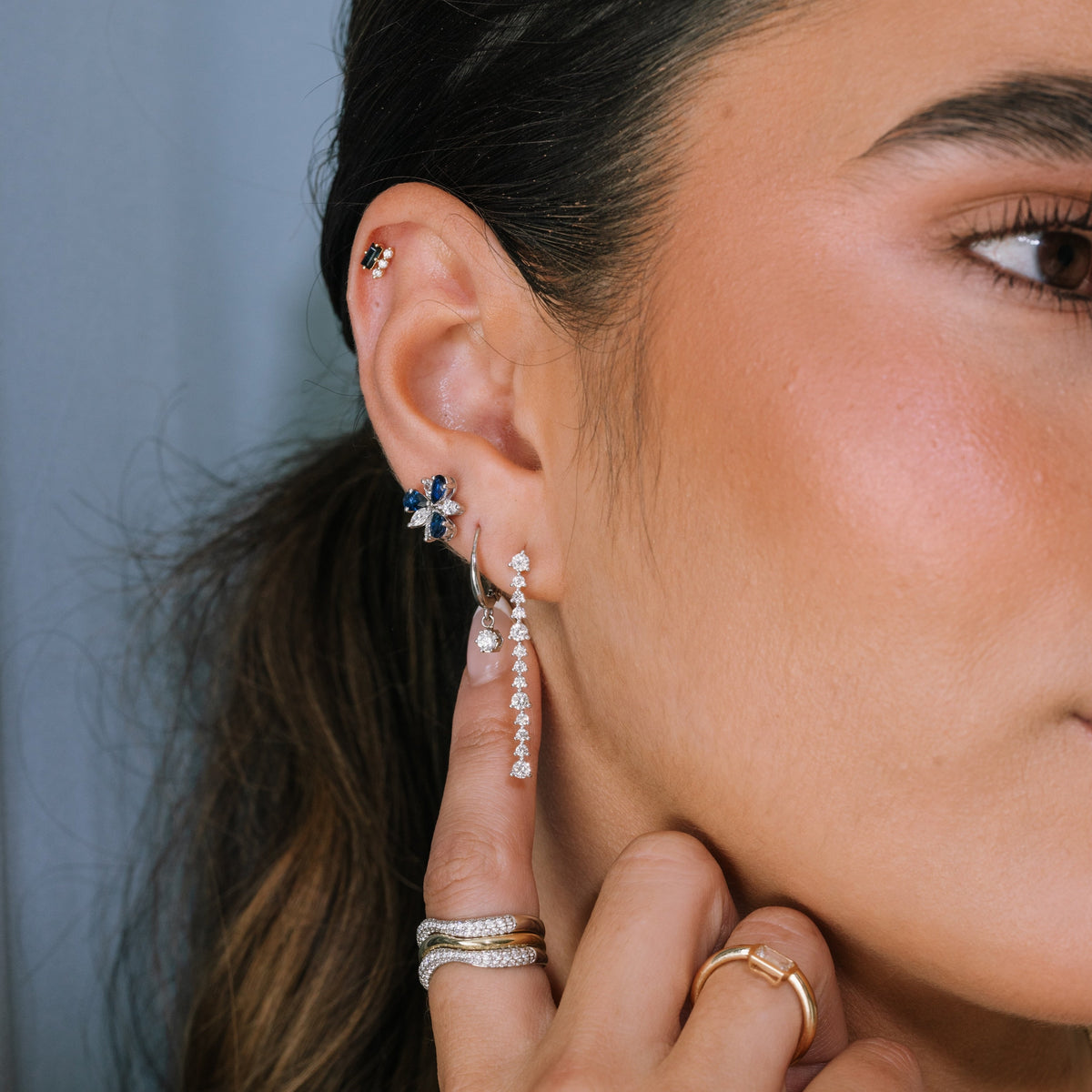 Three-Prong Diamond Drop Earrings