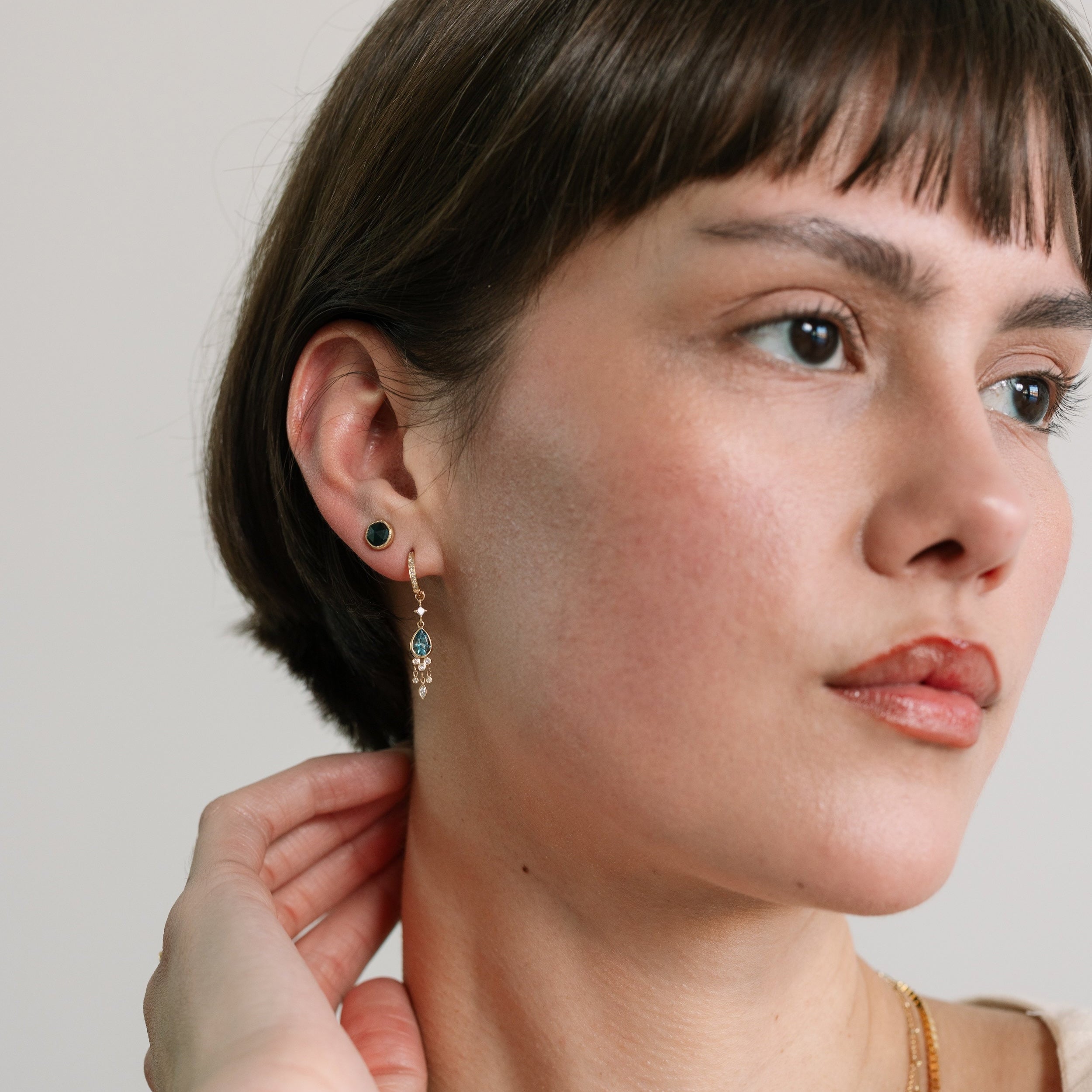 Juicy Round Blue Tourmaline Studs