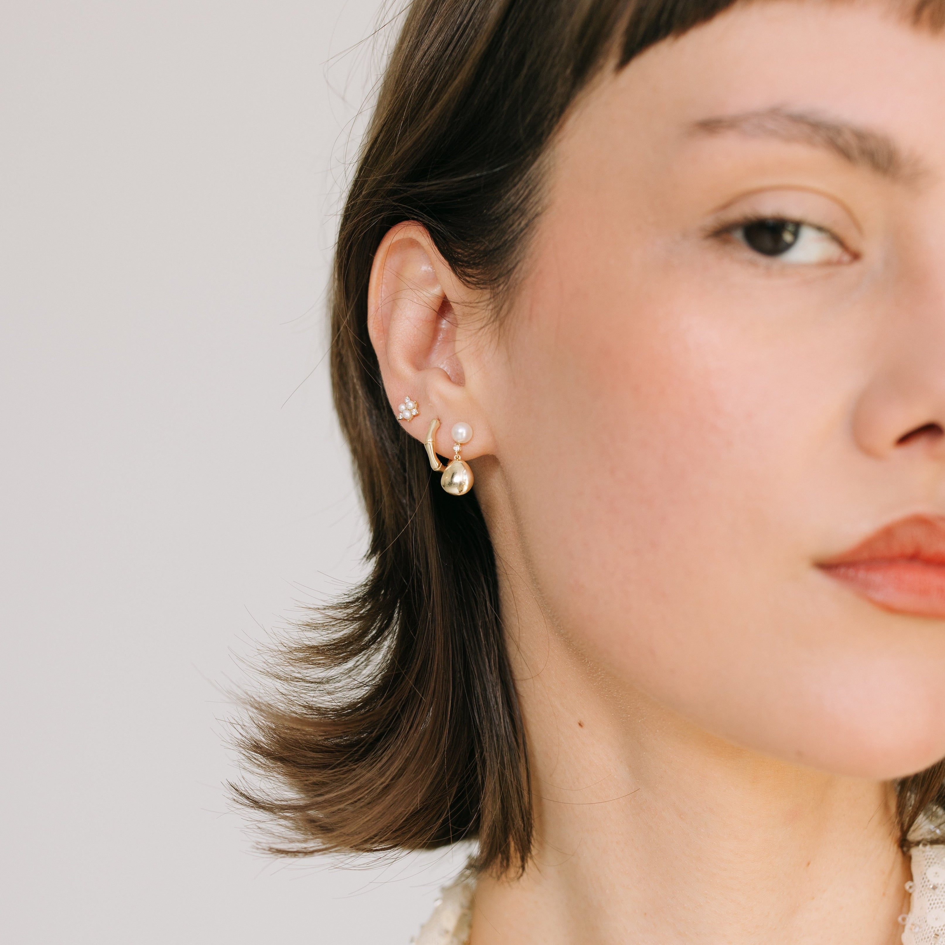 Pearl & Gold Drop Dangle Earrings