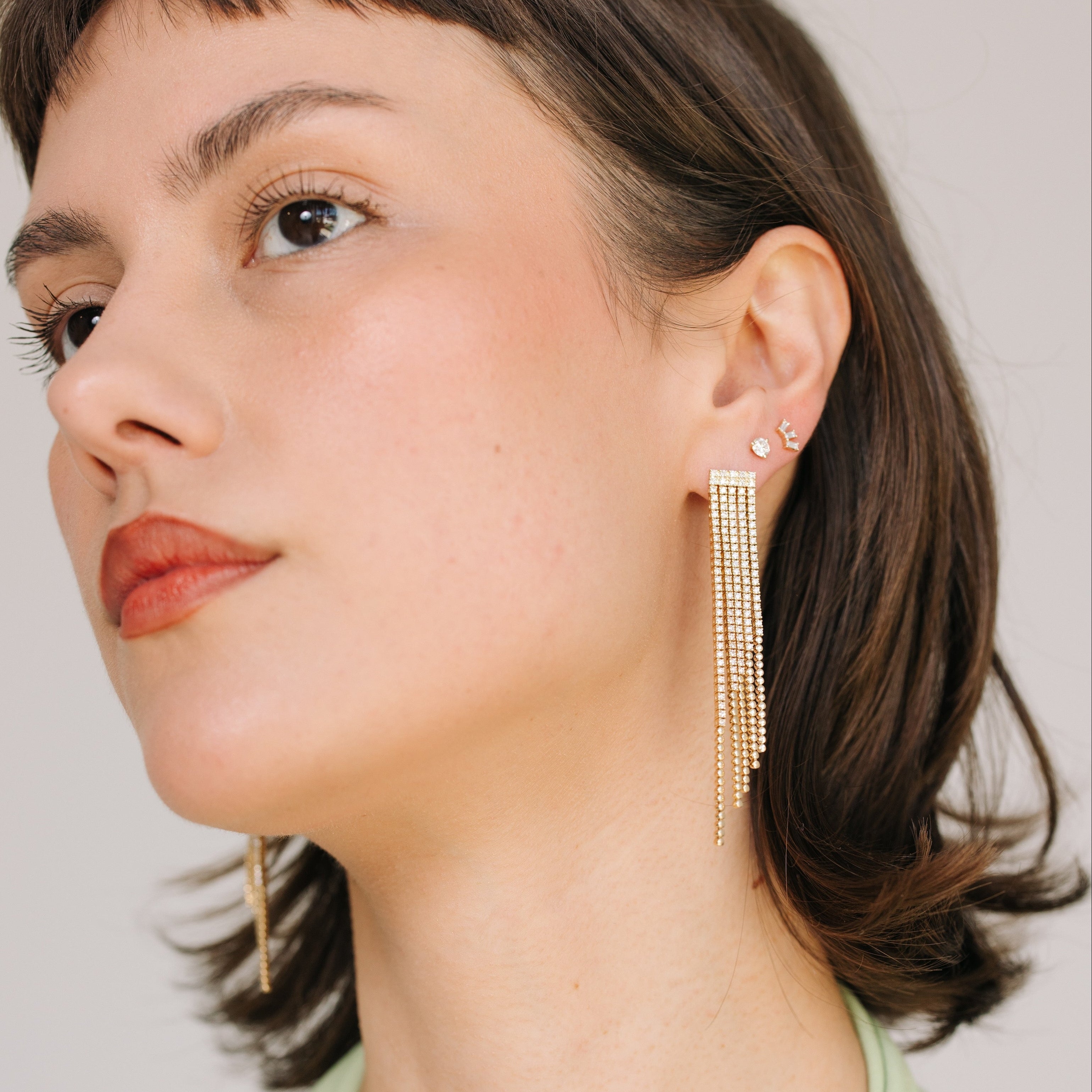 Diamond Waterfall Fringe Earrings