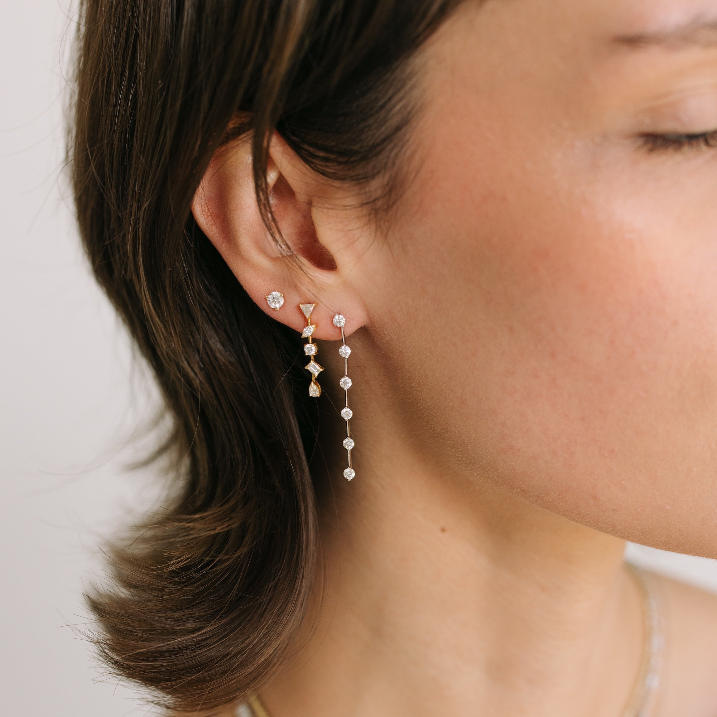 Mosaic Cascade Diamond Dangle Earrings