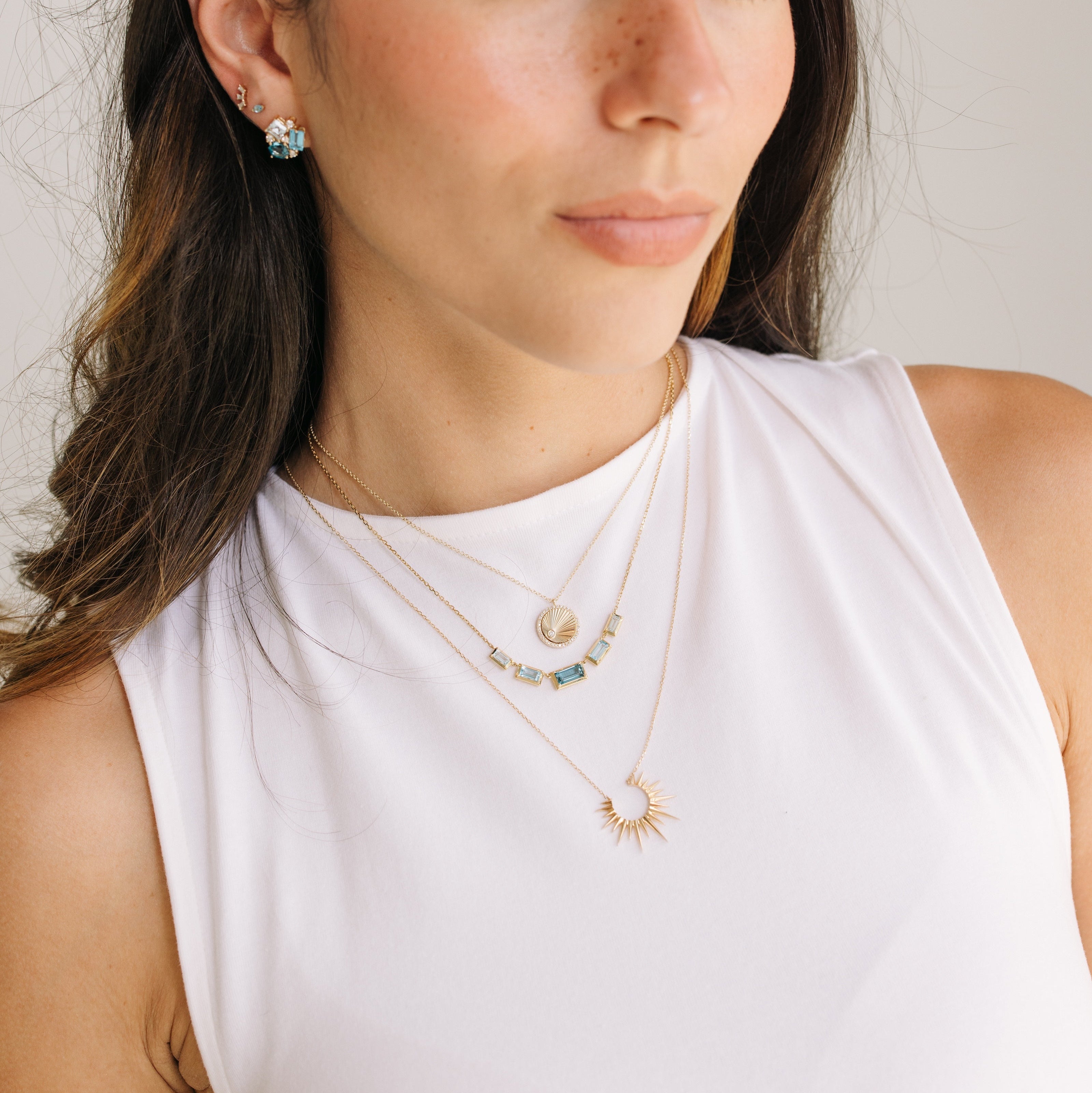 Halo Fluted Diamond Disc Pendant