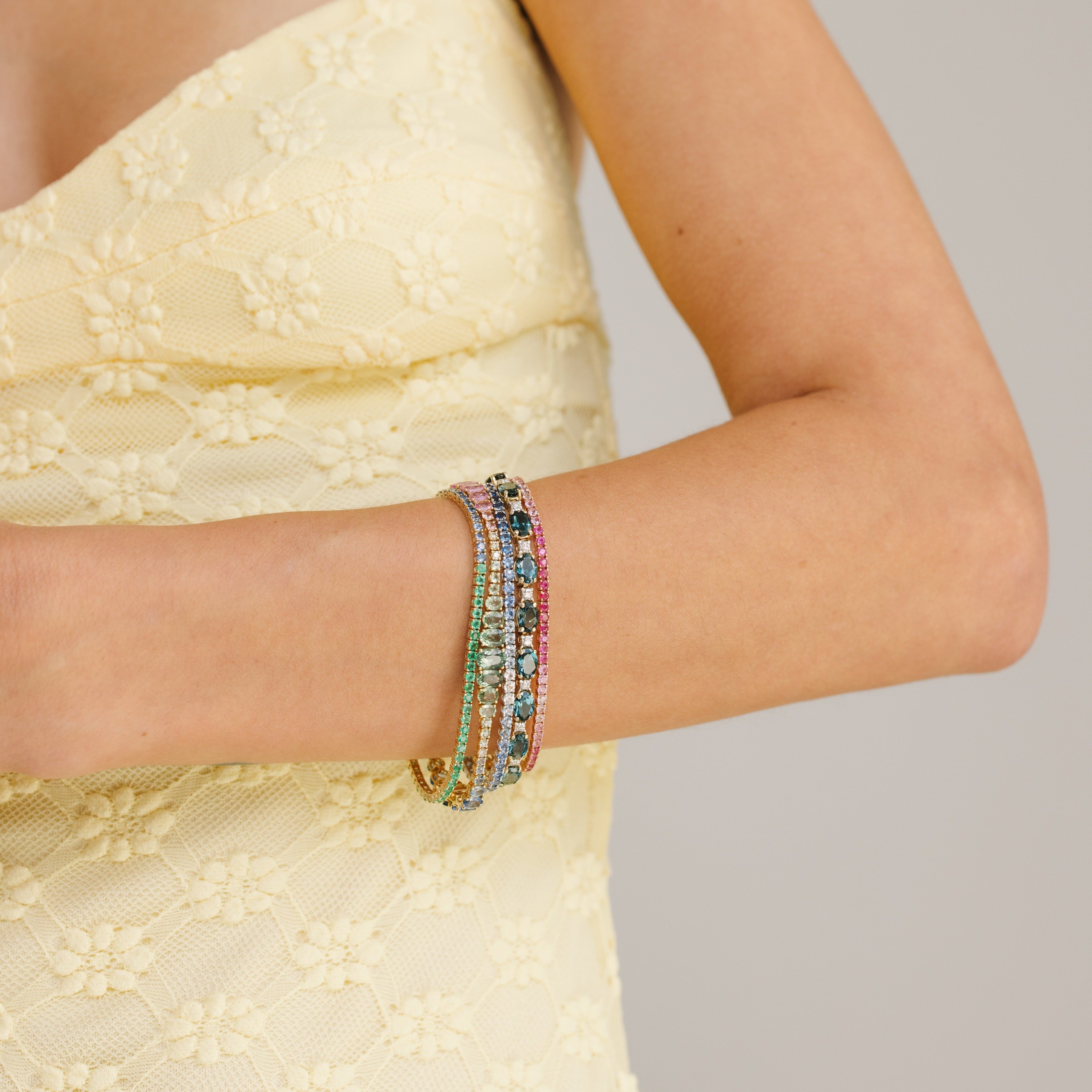 Ombré Pink Sapphire Tennis Bracelet 3.88ct