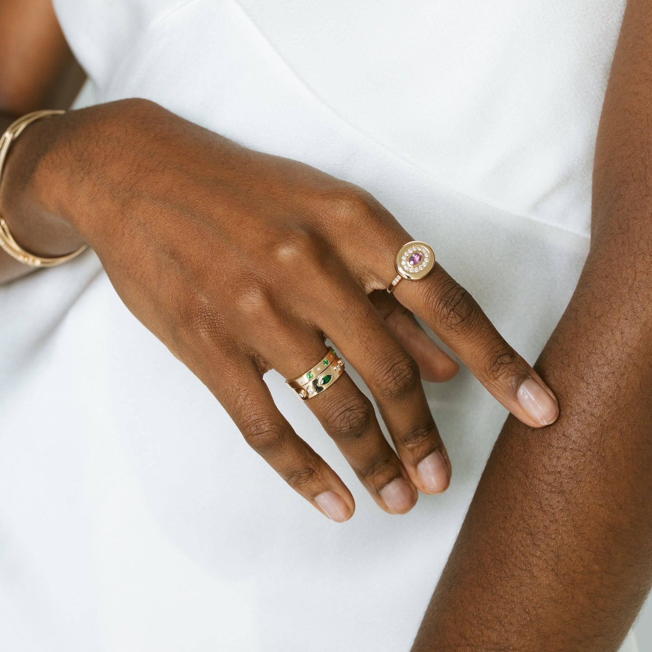 Marquise Tsavorite & Diamond Band
