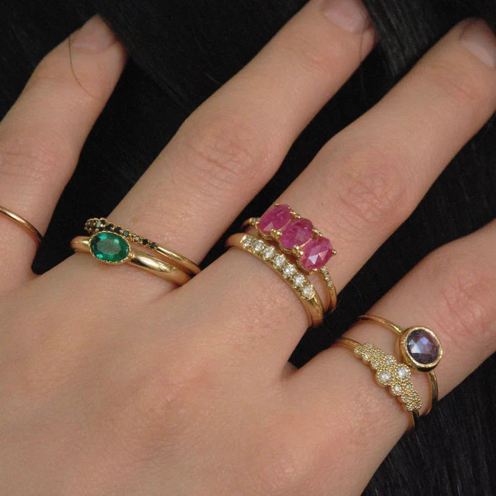 Half Round Semi Pavé Band