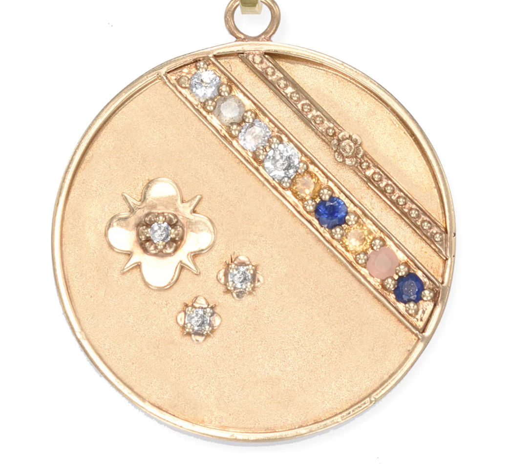 Large (25mm) Lily Medallion - "Always You" Message - 9 Stones