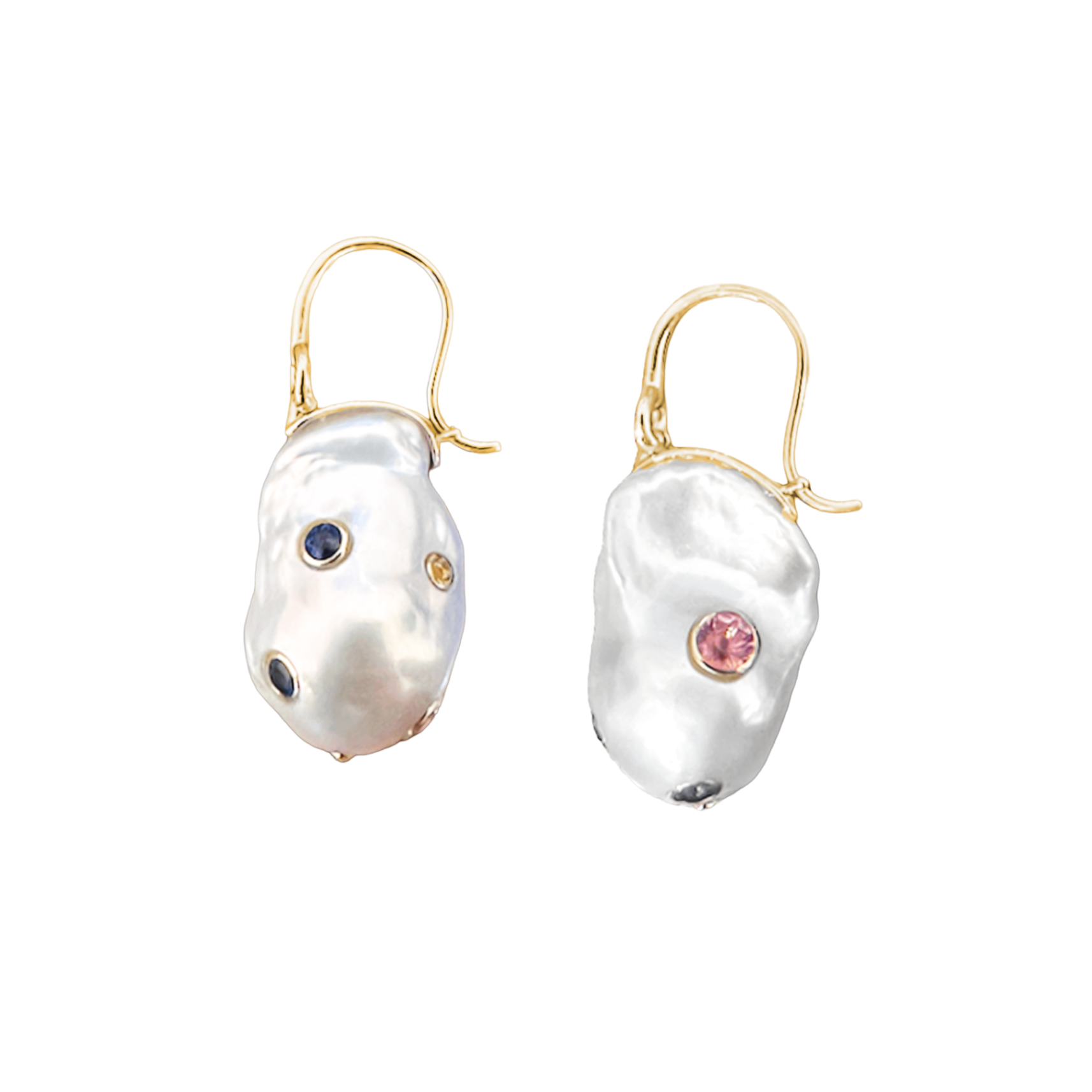 Horsebit Pearl Sapphire Earrings
