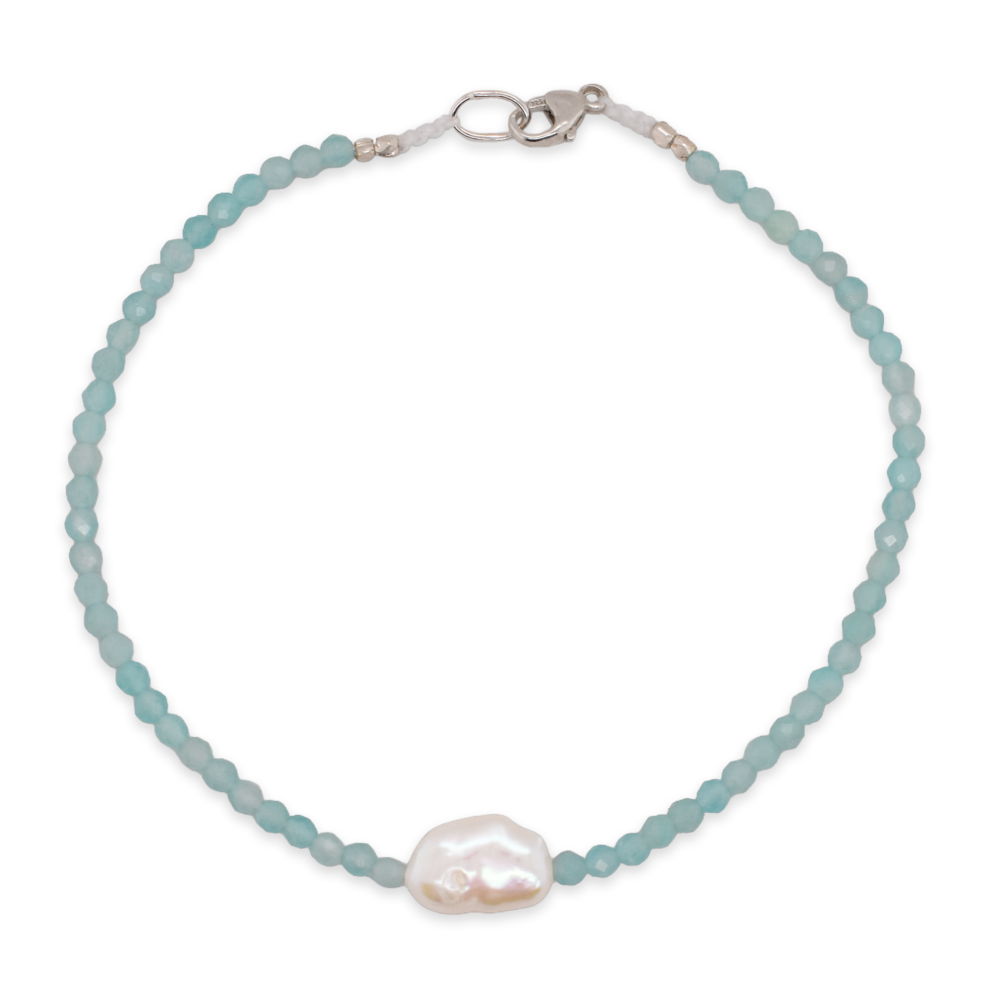 Amazonite & Pearl Beaded Bracelet