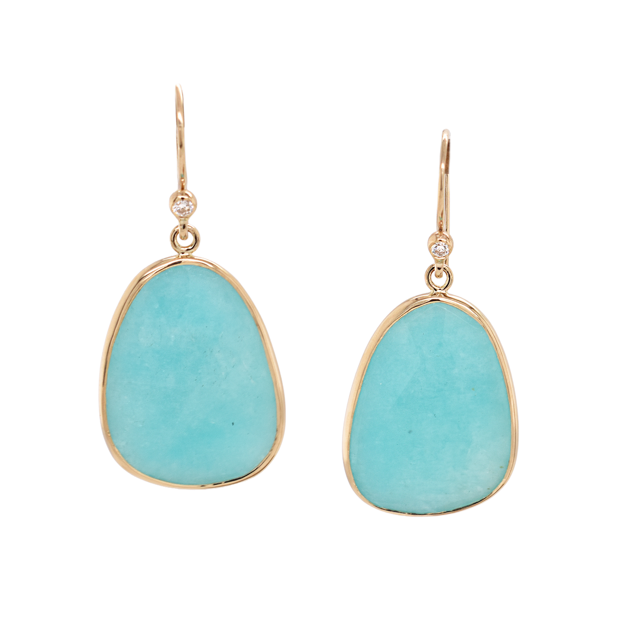 Amazonite & Diamond Dangle Earrings
