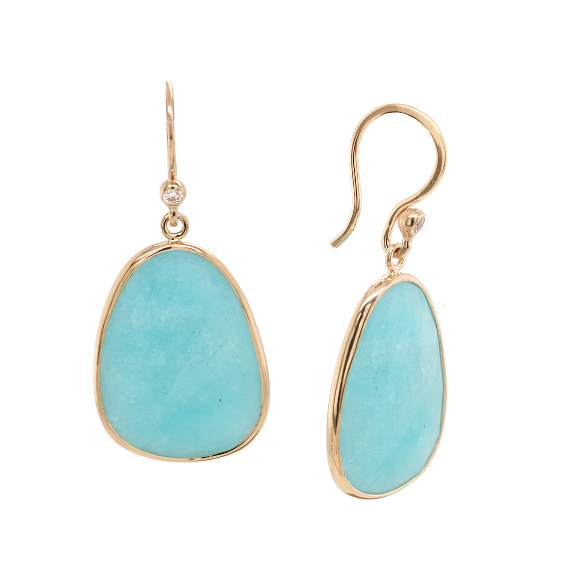 Amazonite & Diamond Dangle Earrings