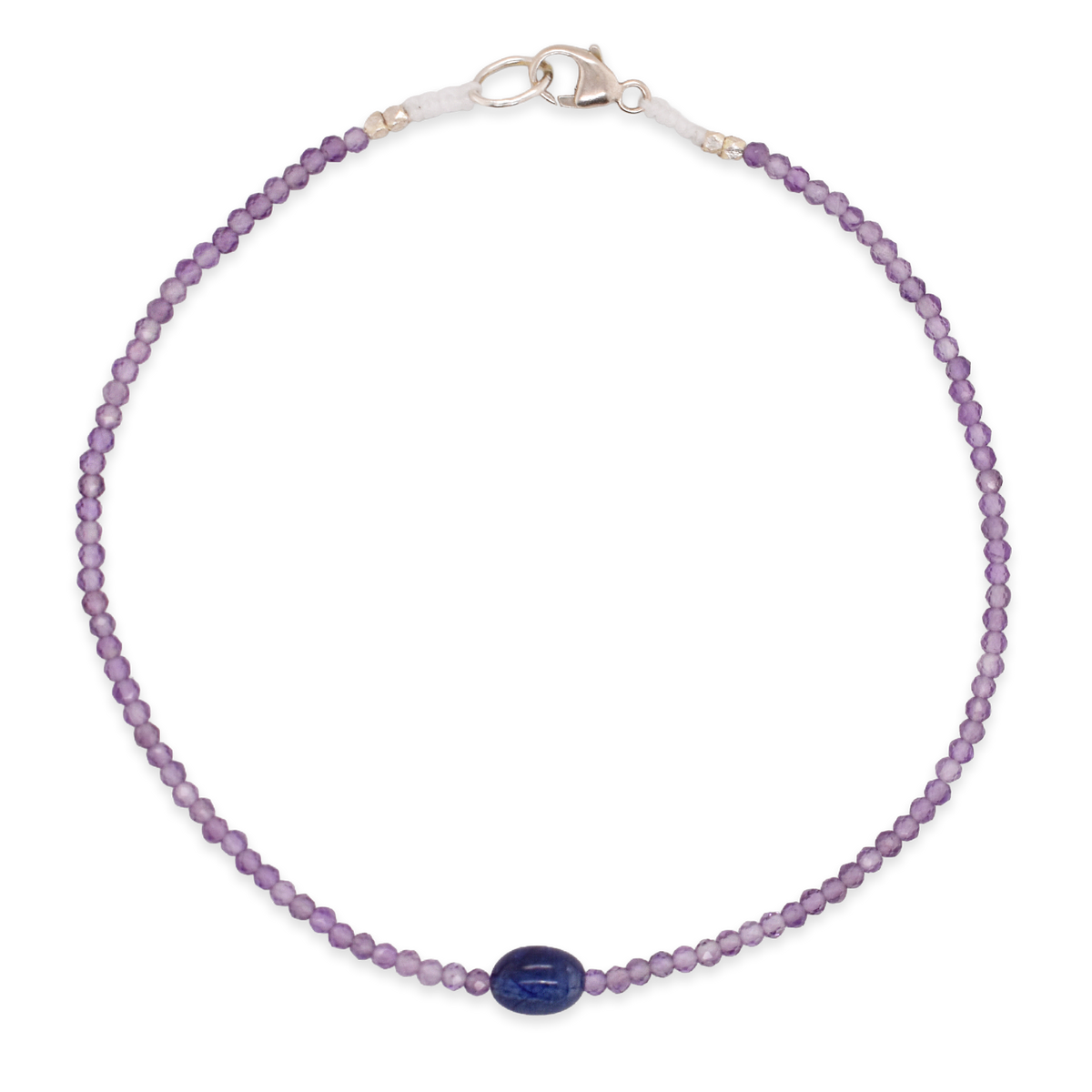 Amethyst & Sapphire Beaded Bracelet