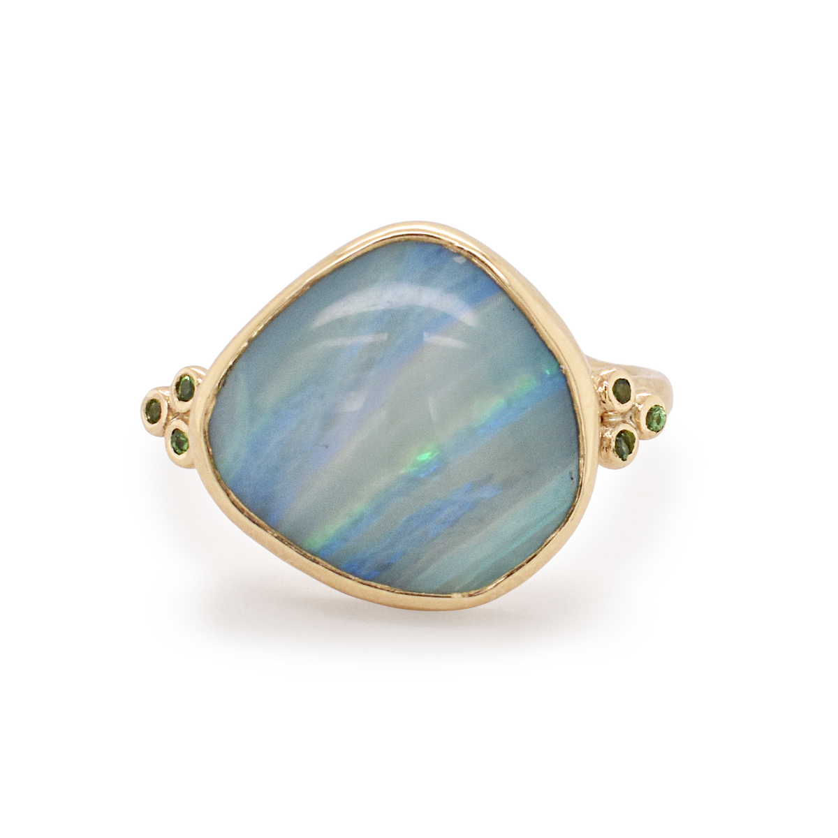 Australian Opal & Tsavorite Ring
