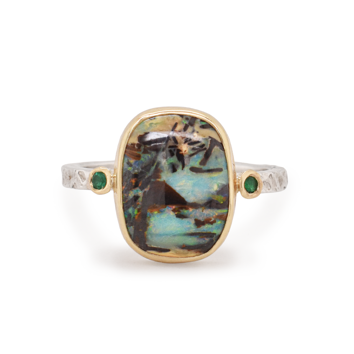 Australian Opal & Emerald Ring