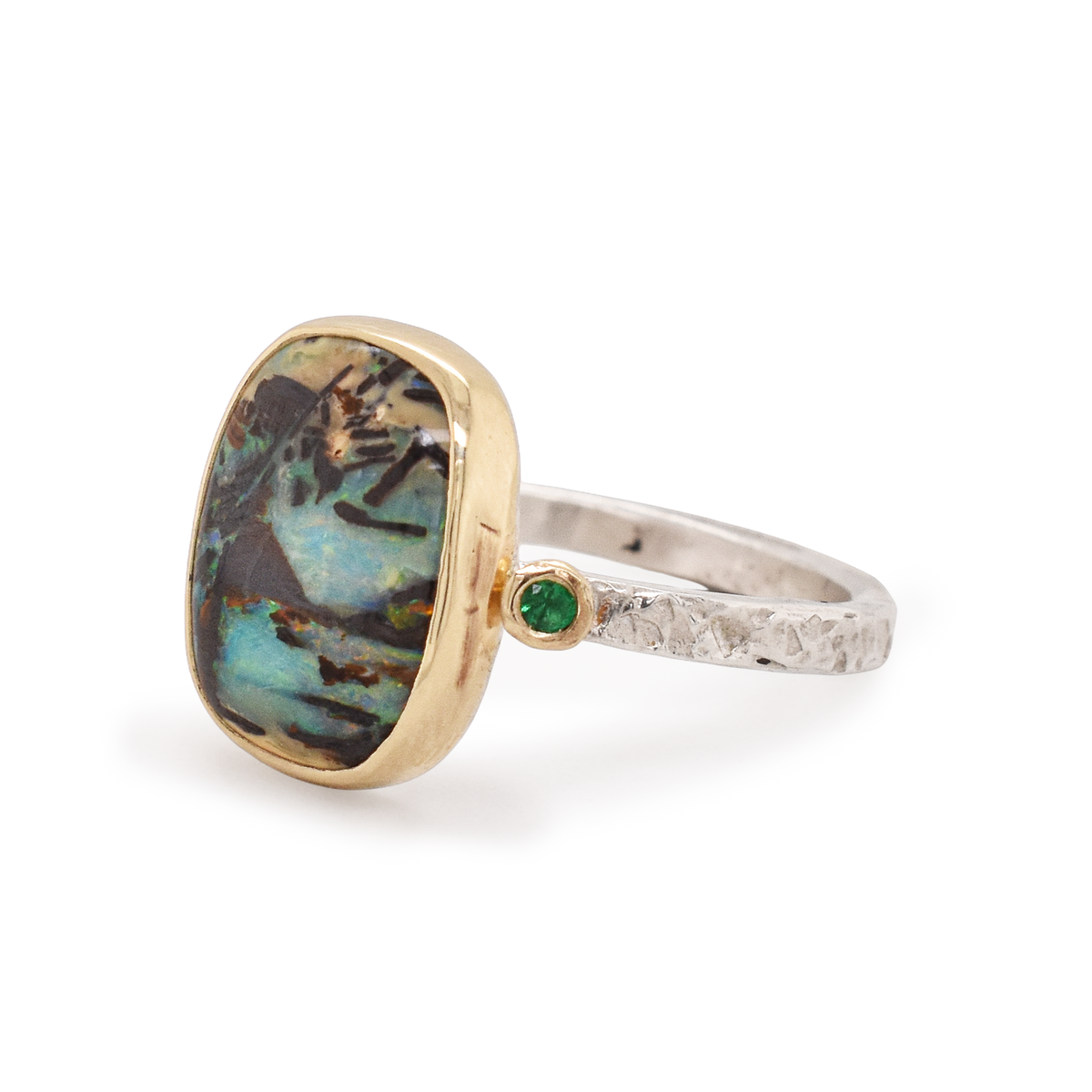 Australian Opal & Emerald Ring