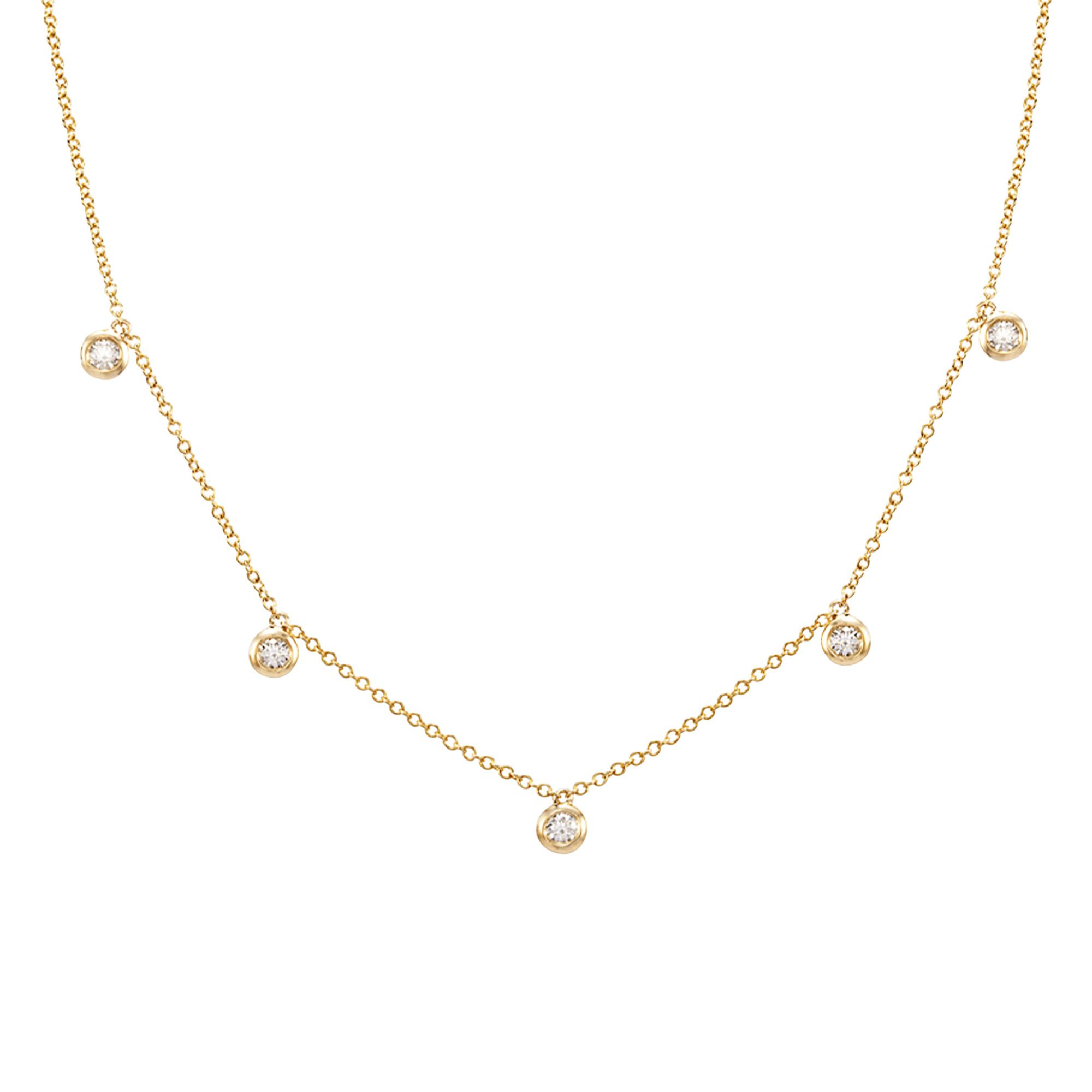 Bezel Diamond Drop Necklace