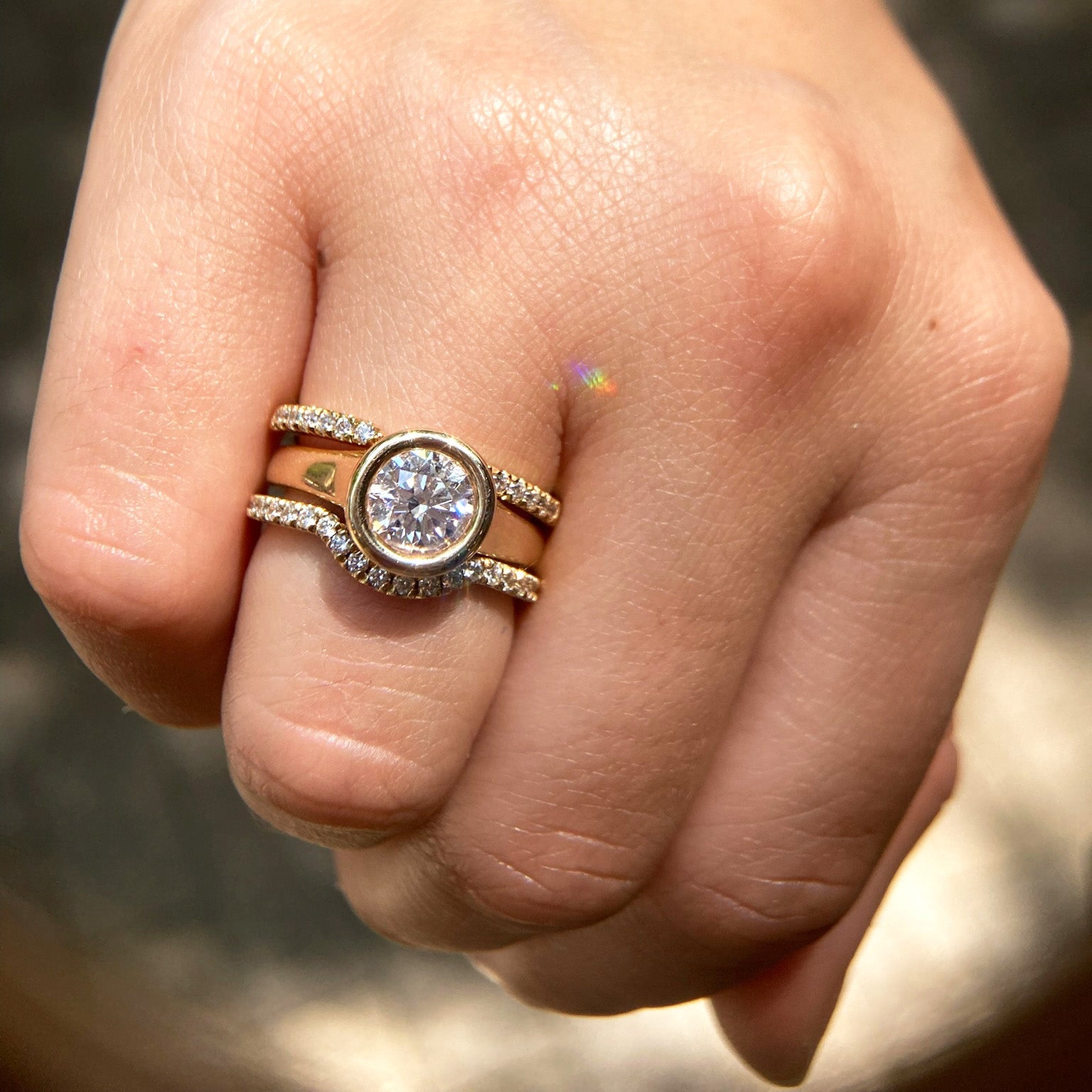 Blake 1.20ct Elevated Bezel White Diamond Engagement Ring
