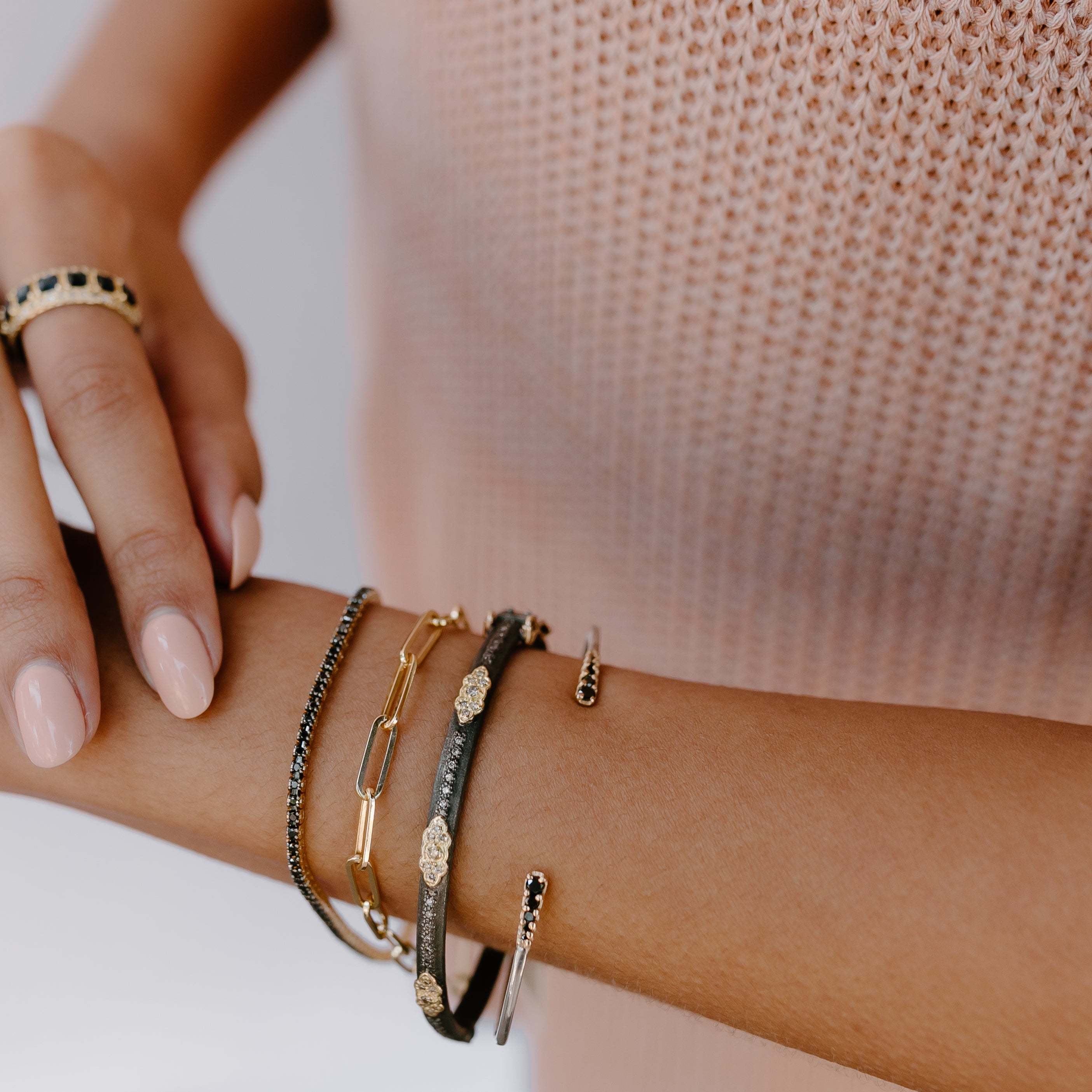 Pavé Champagne Diamonds Bangle Bracelet