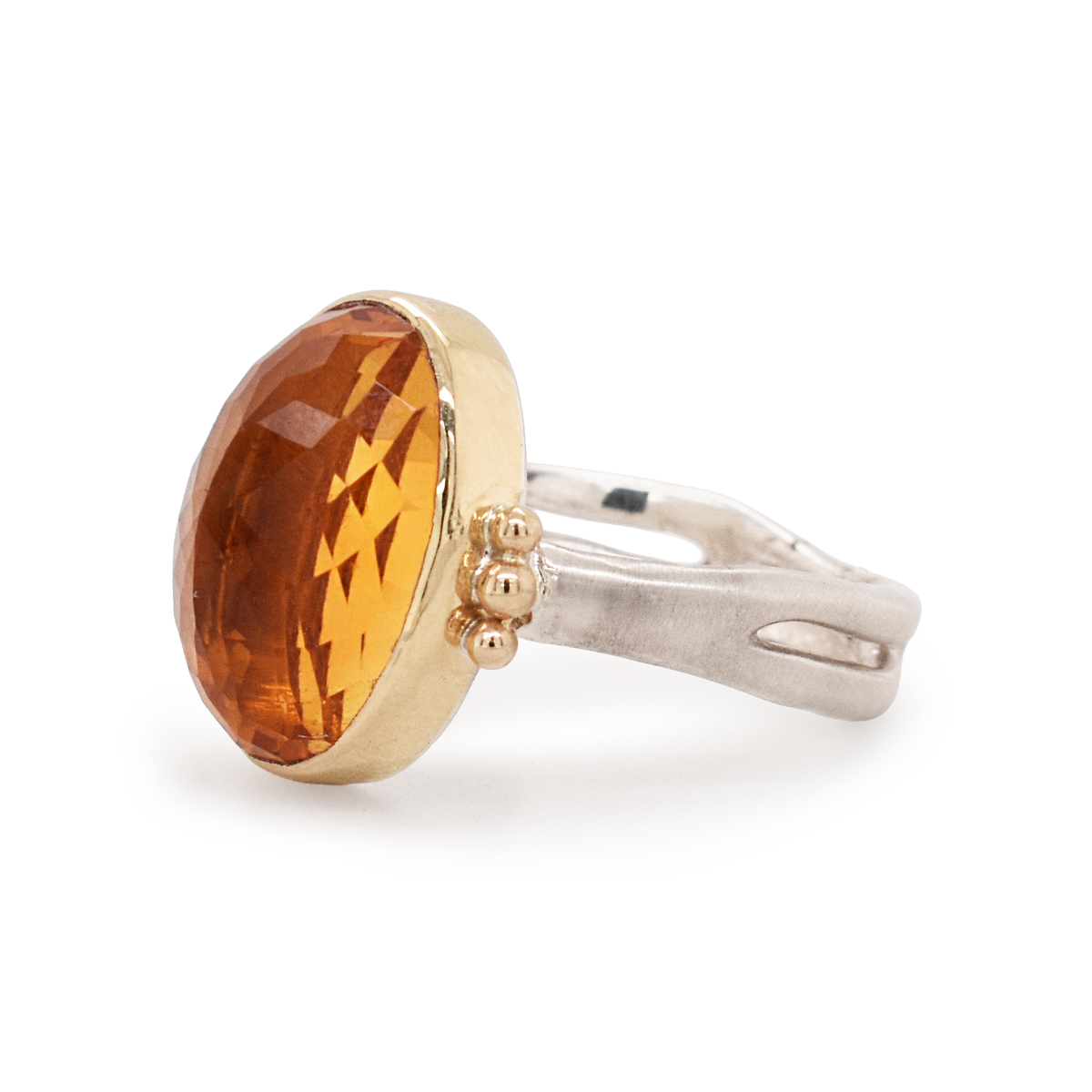 Citrine Gold Bead Ring