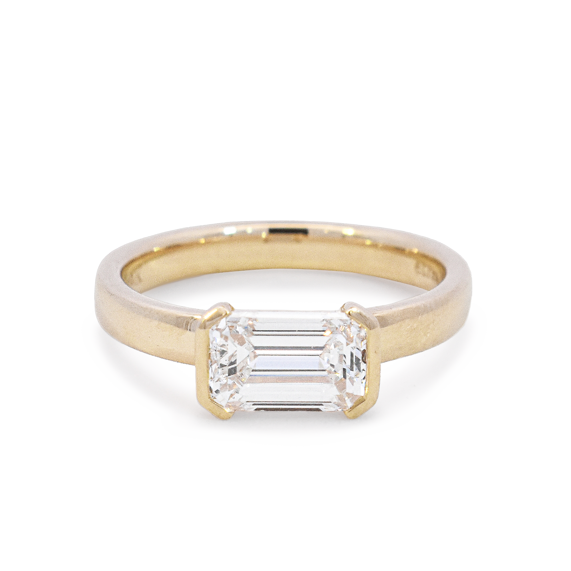 Claire East/West 1.50ct Half Bezel Solitaire White Diamond Engagement Ring