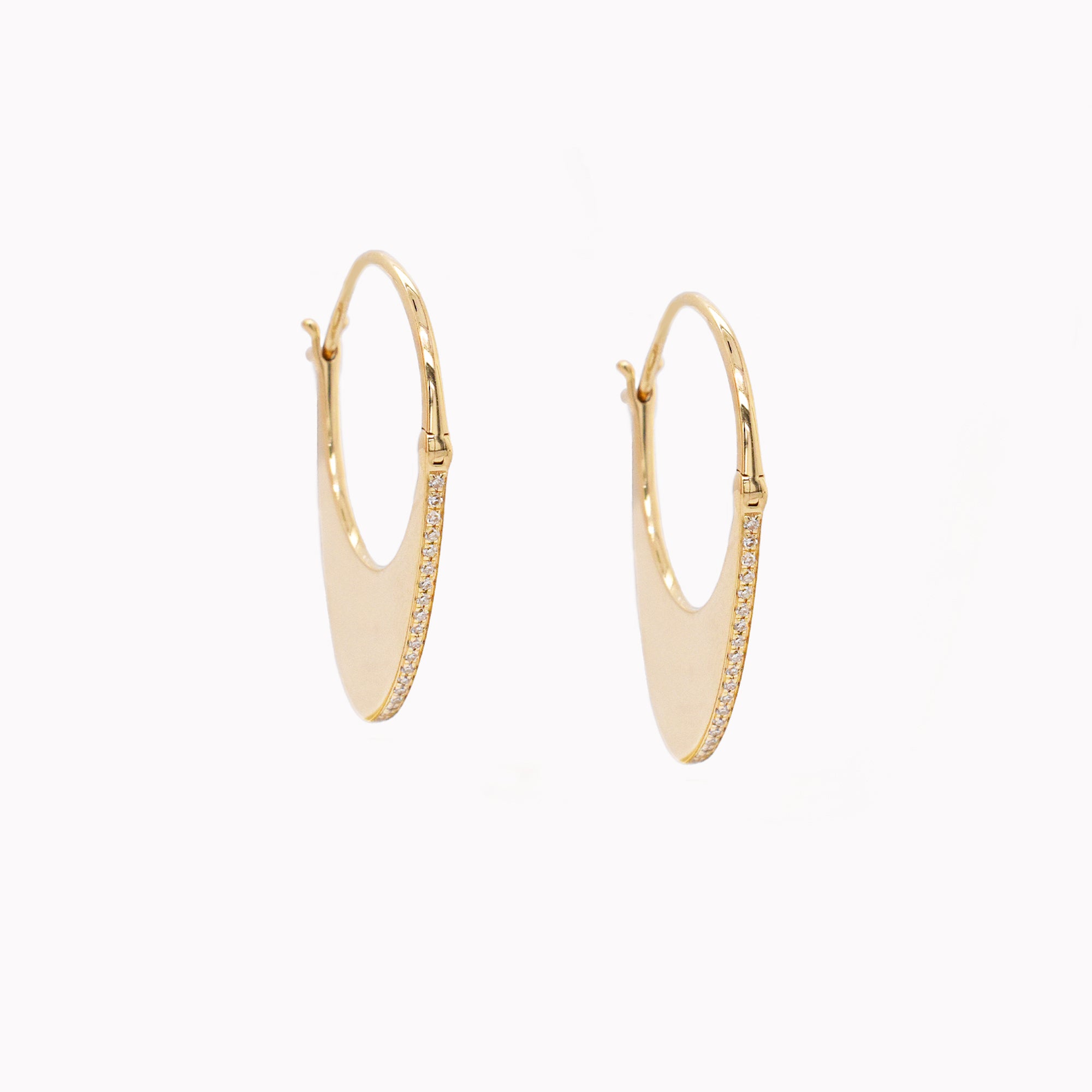 Flat Crescent Hoop Hook Earrings