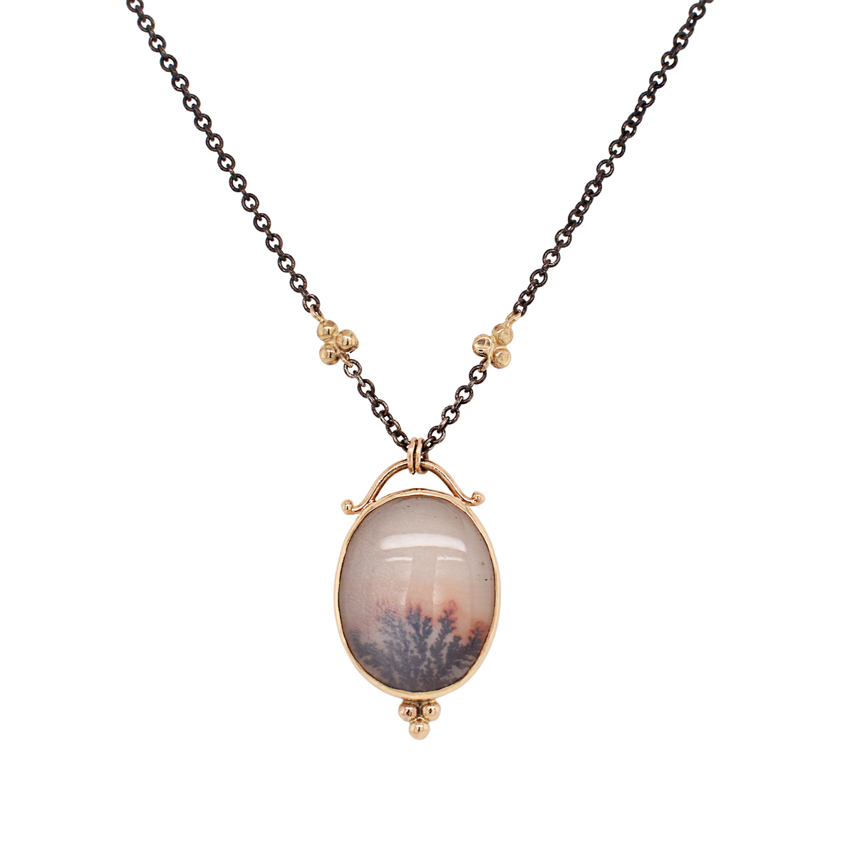 Dendritic Agate Gold Bead Necklace