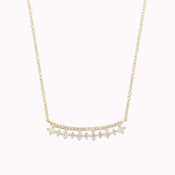 Fancy Diamond Curved Bar Necklace
