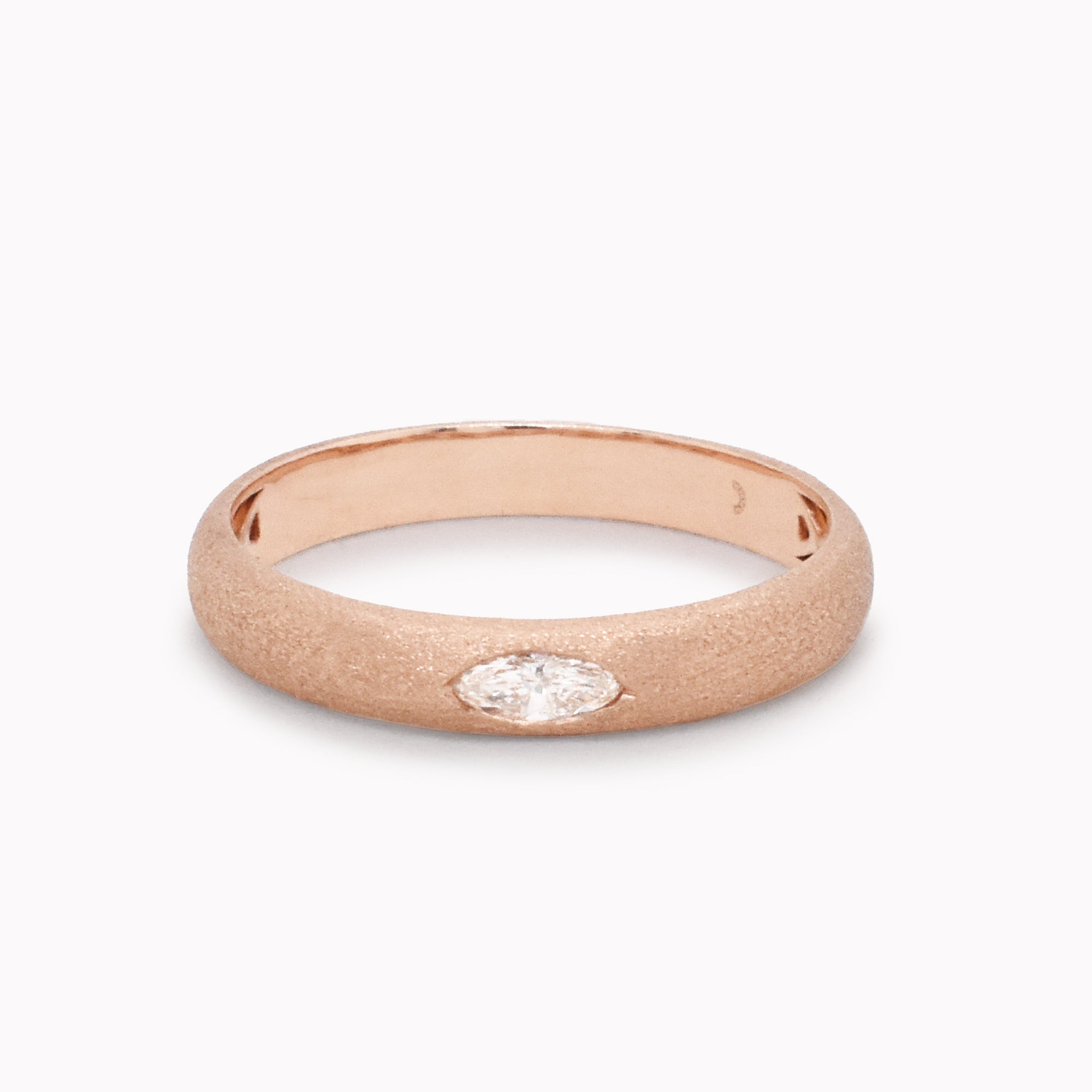Rose Gold Brushed Marquise Diamond Ring