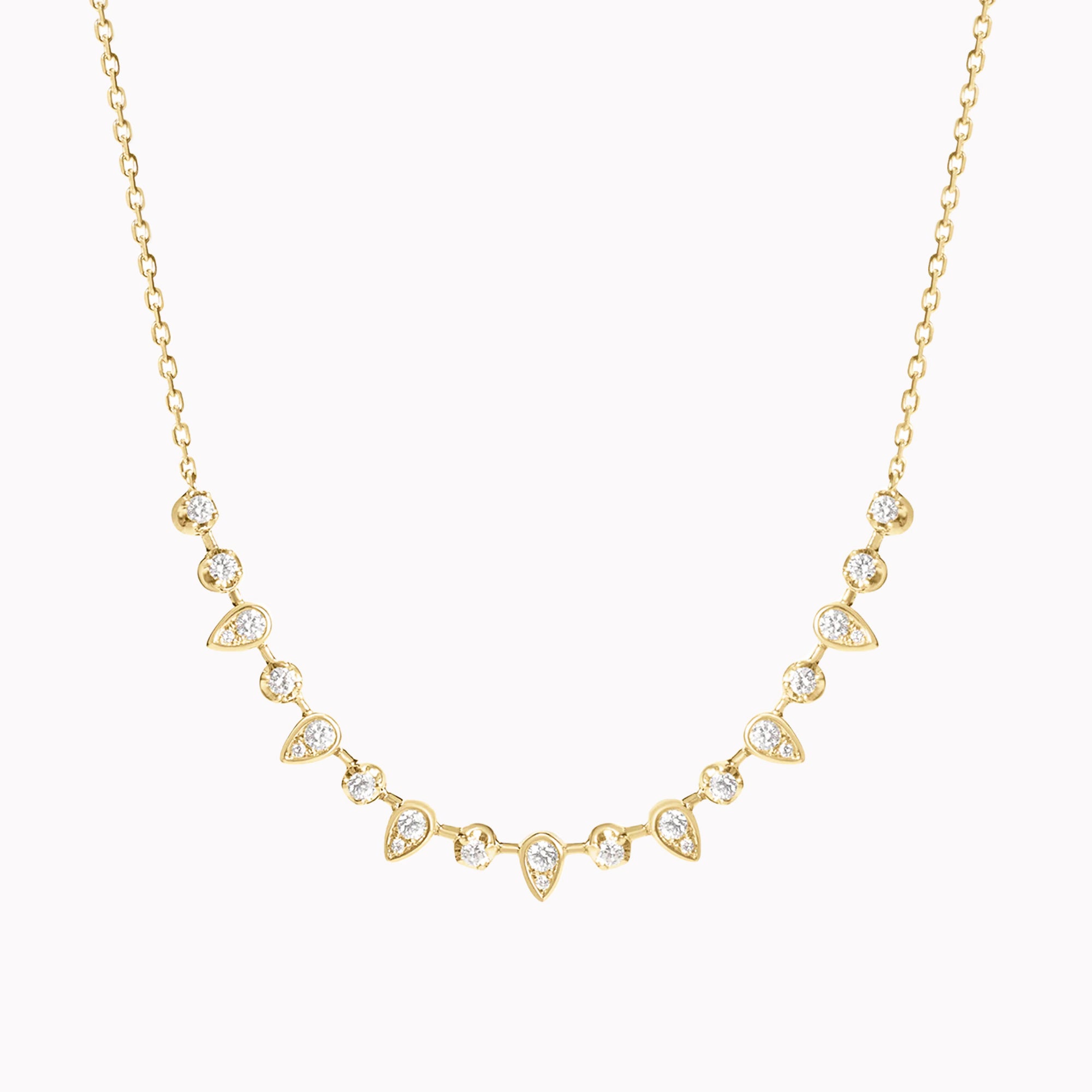 Alternating Pear & Round Diamond Necklace