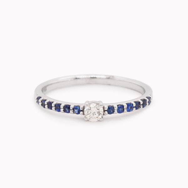 White Gold Diamond & Sapphire Ring