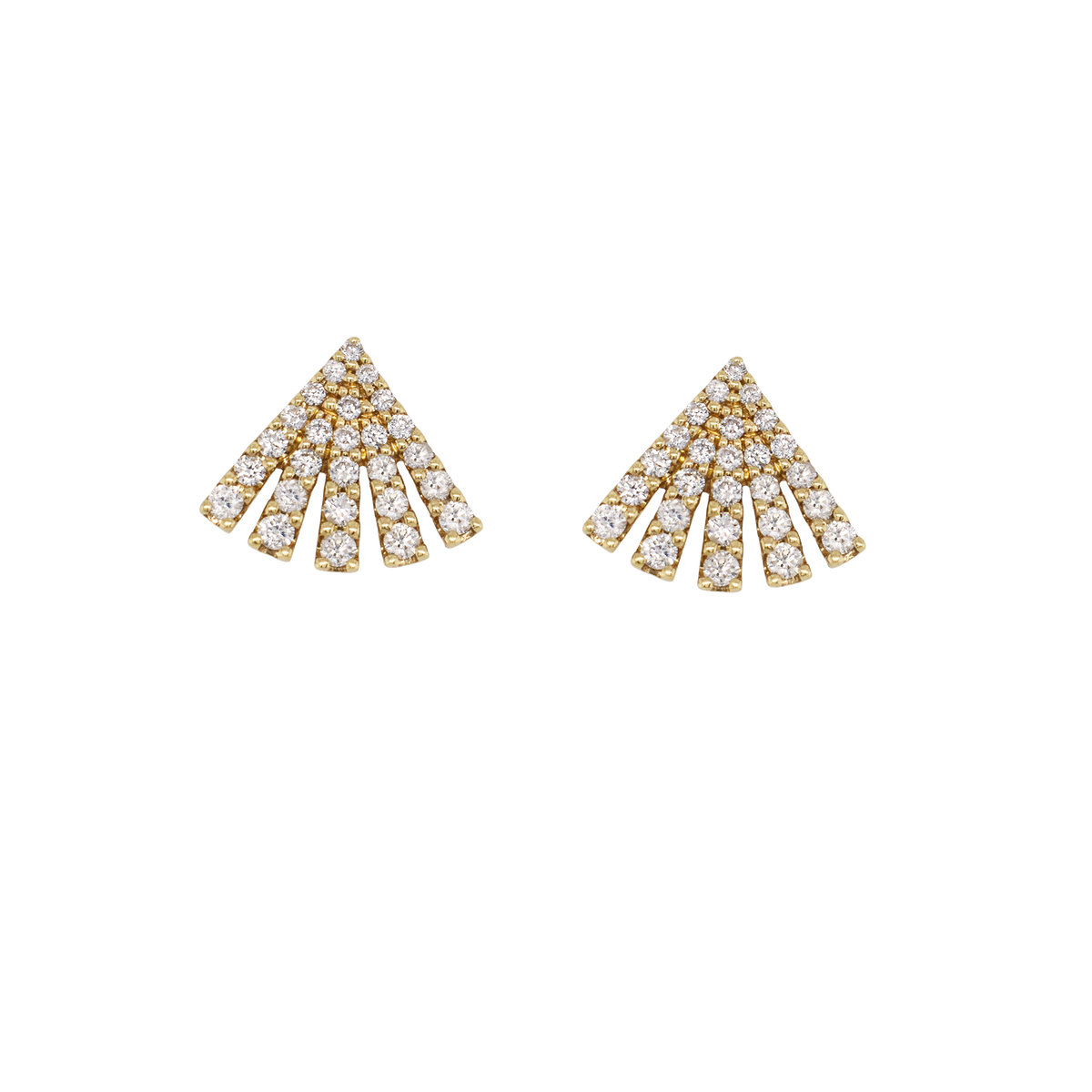 Diamond Fan Stud Earrings