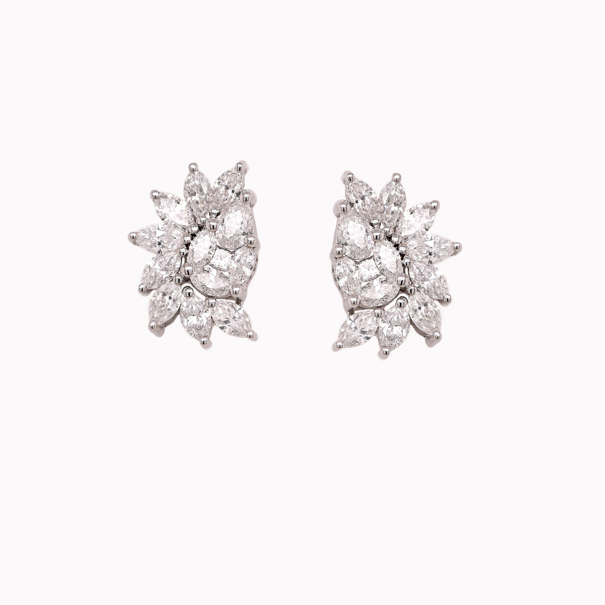 Diamond Flower Stud Earrings