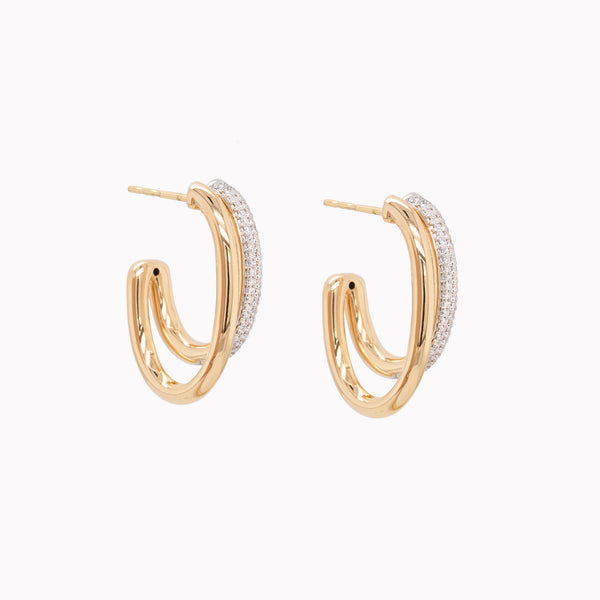Double Open Hoop Diamond Earrings