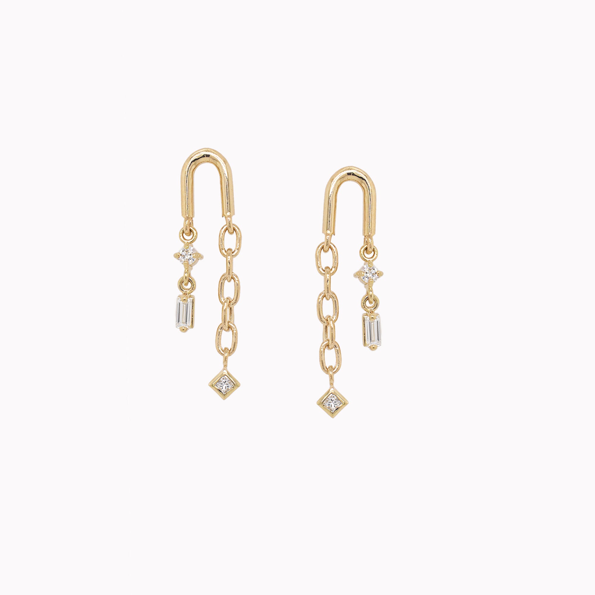 Double Drop Diamond Chain Earrings