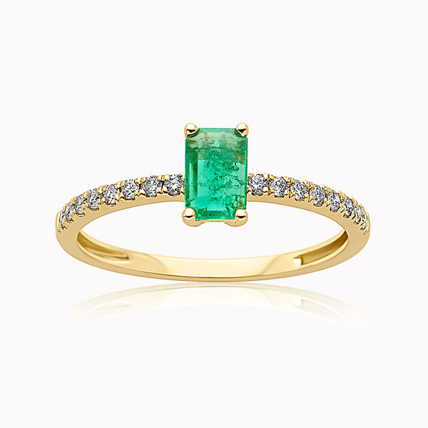 Emerald Baguette & Diamond Ring