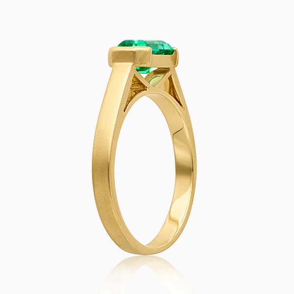 Open Bezel Emerald Ring