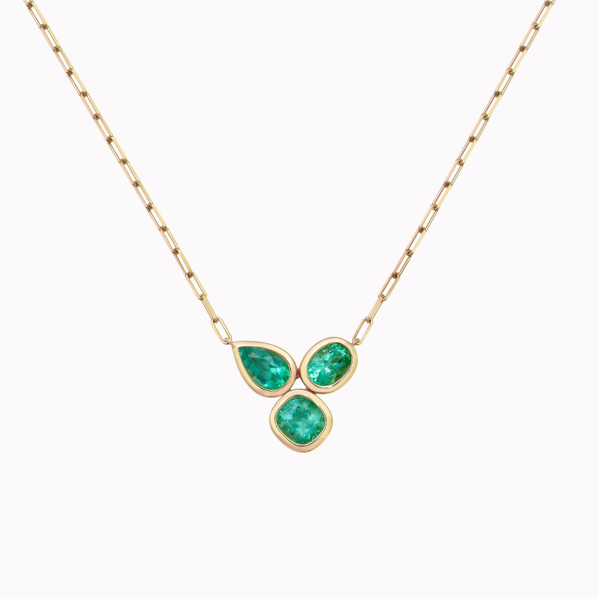 Emerald Bezel Cluster Necklace