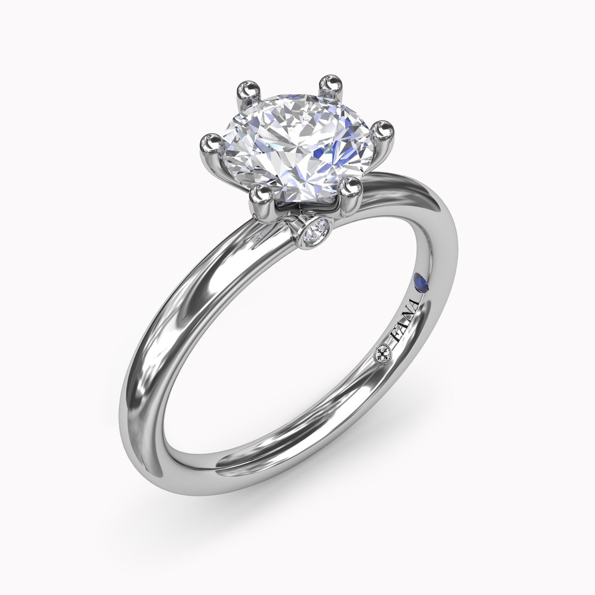 Classic Six-Prong Round Diamond Solitaire Engagement Ring Setting