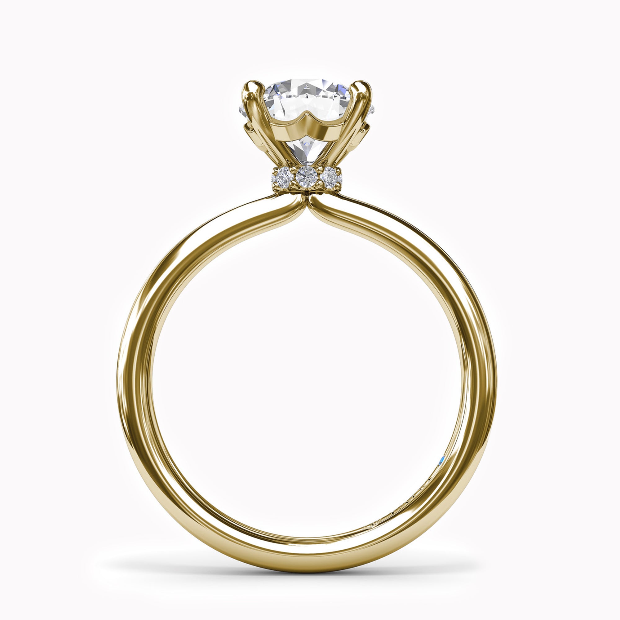 Solitaire Half Round Shank With Hidden Halo Engagement Ring Setting