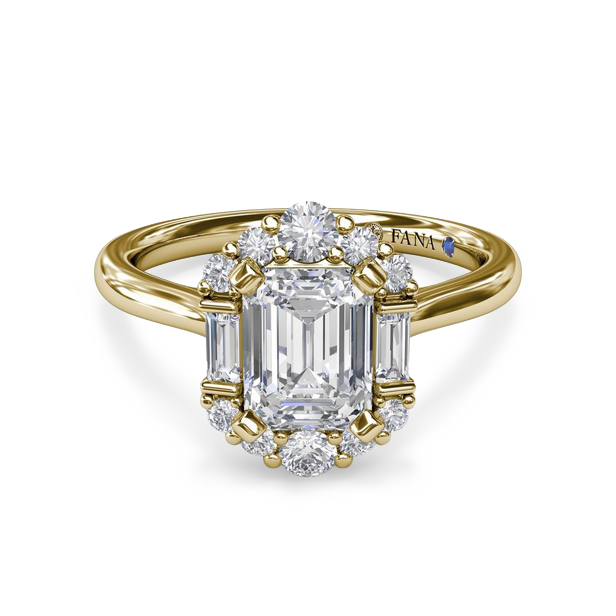 Graduated Mixed Diamond Halo Engagement Ring Setting
