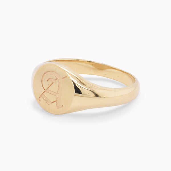 Fancy Engraved "A" Signet Ring