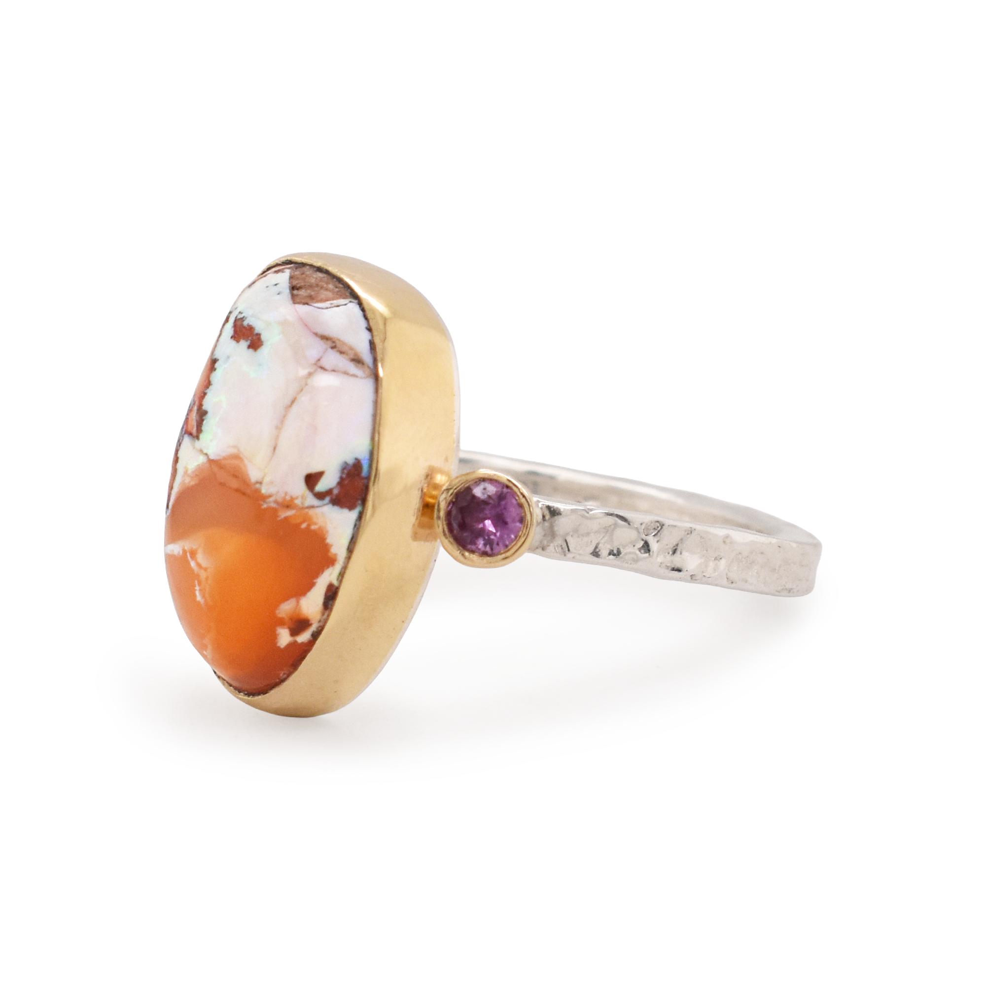Fire Opal & Sapphire Ring