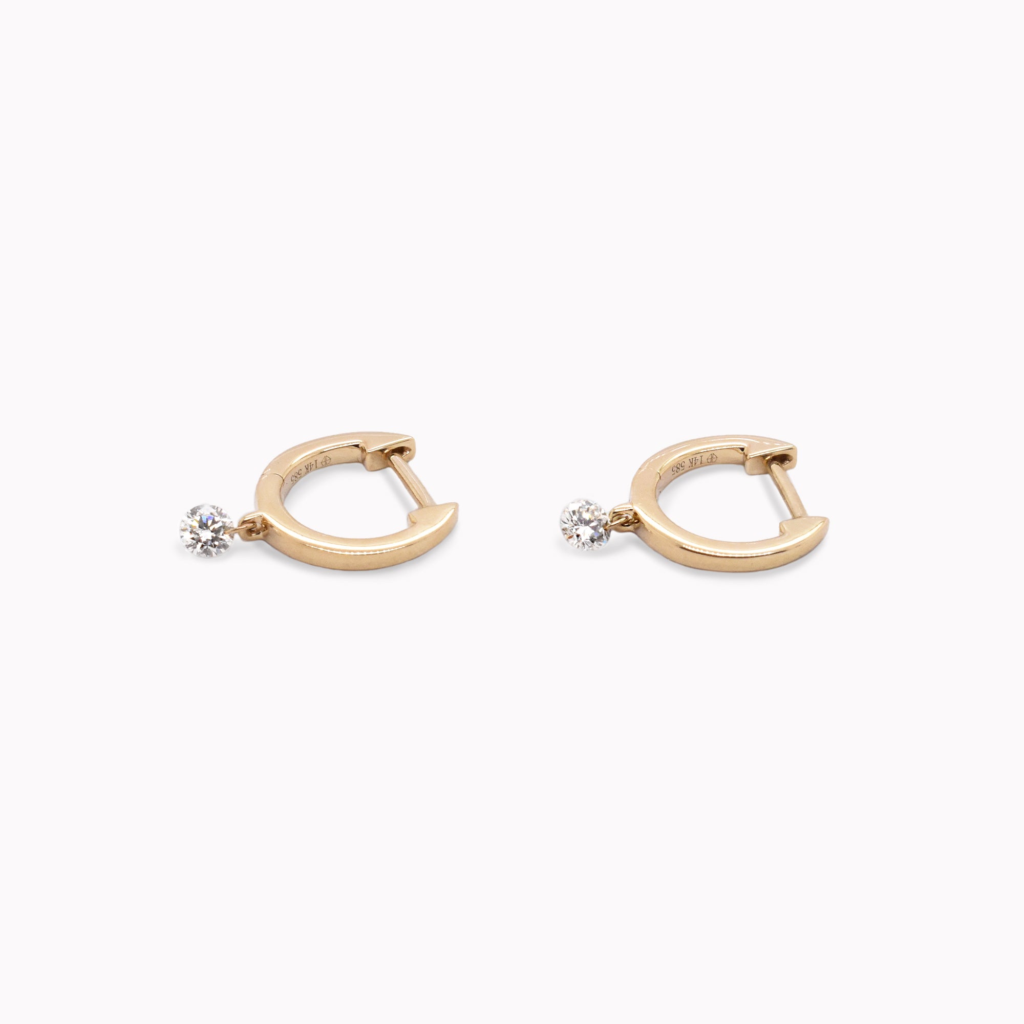 Floating Diamond Dangle Huggies