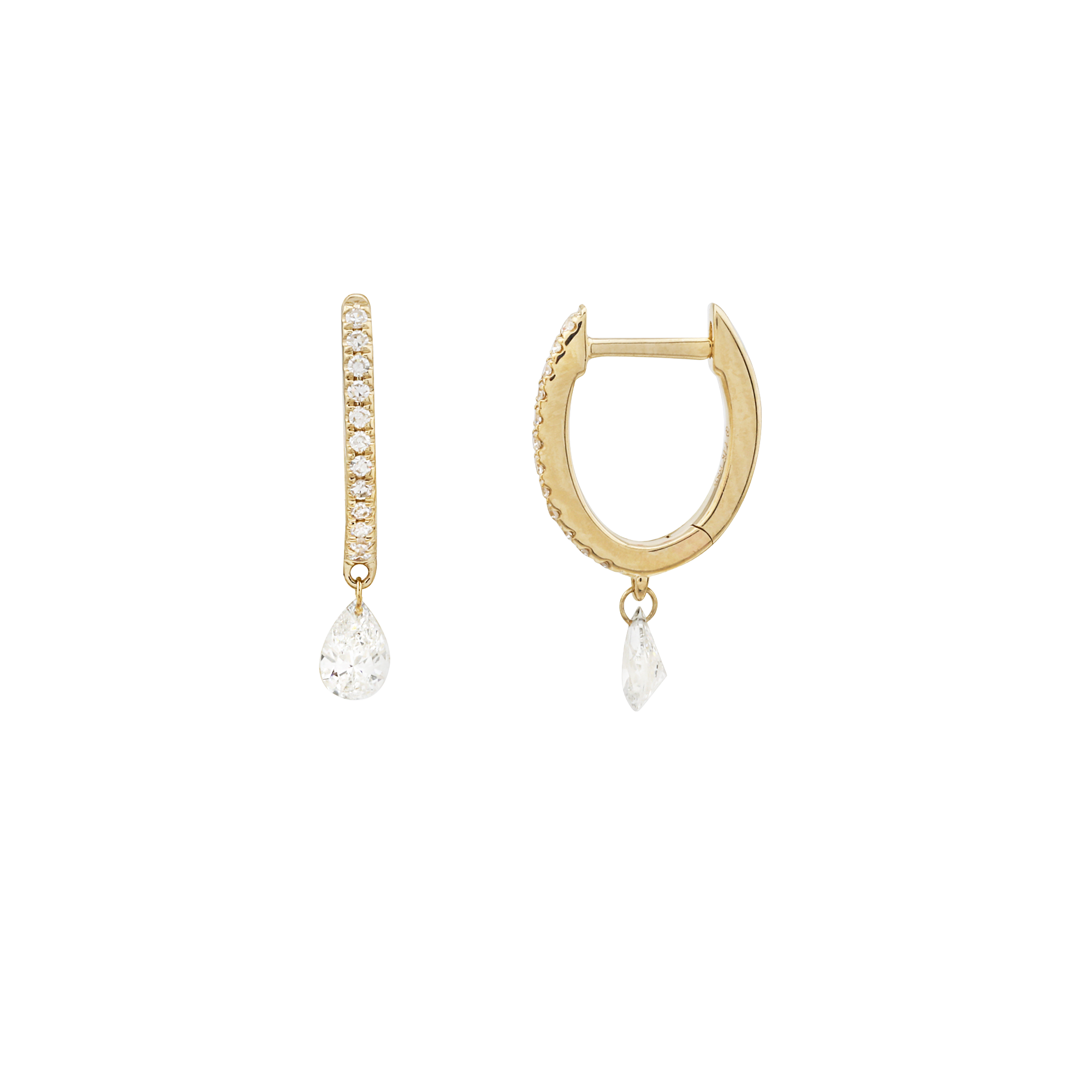 Floating Diamond Dangle Huggies
