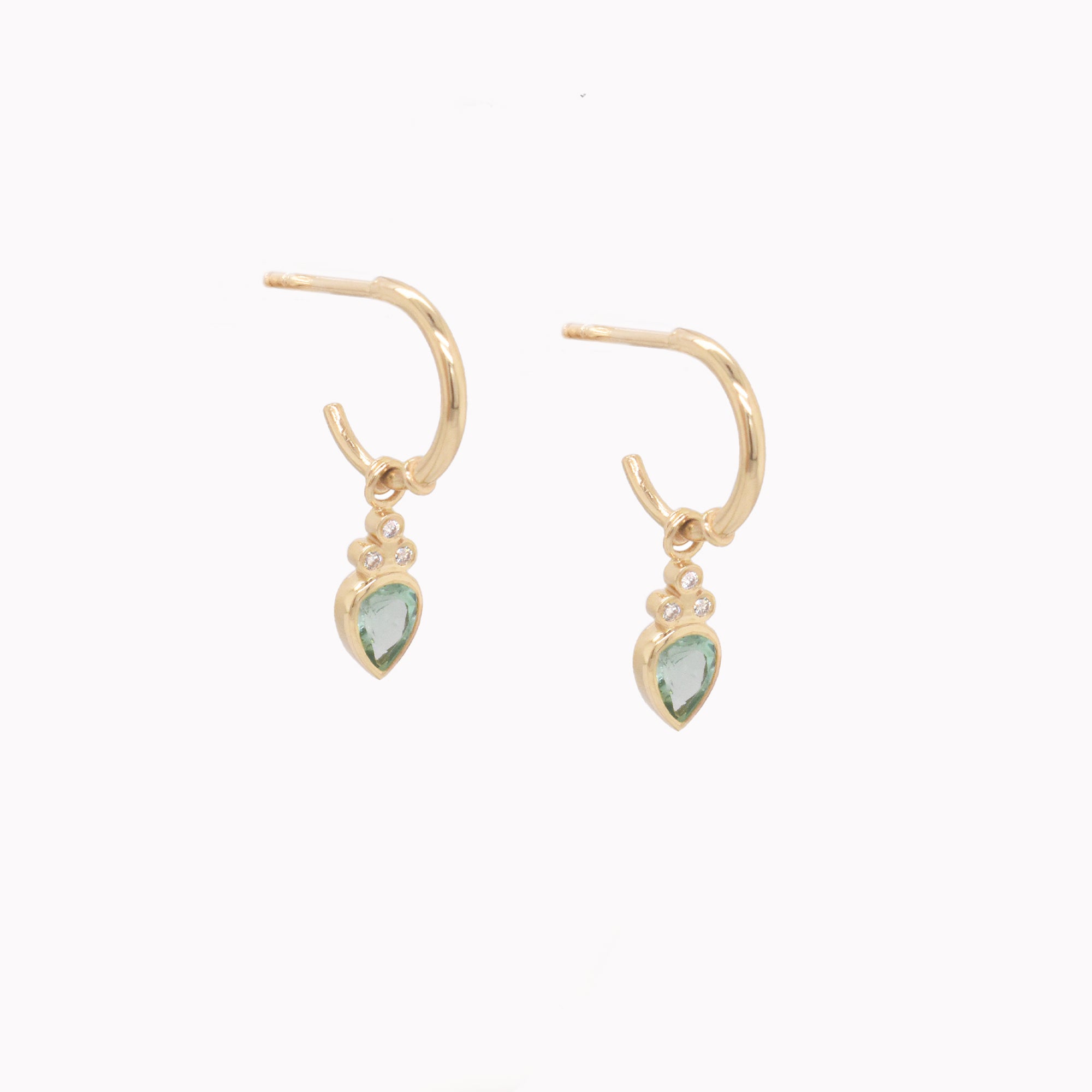 Green Tourmaline & Diamond Dangle Earrings